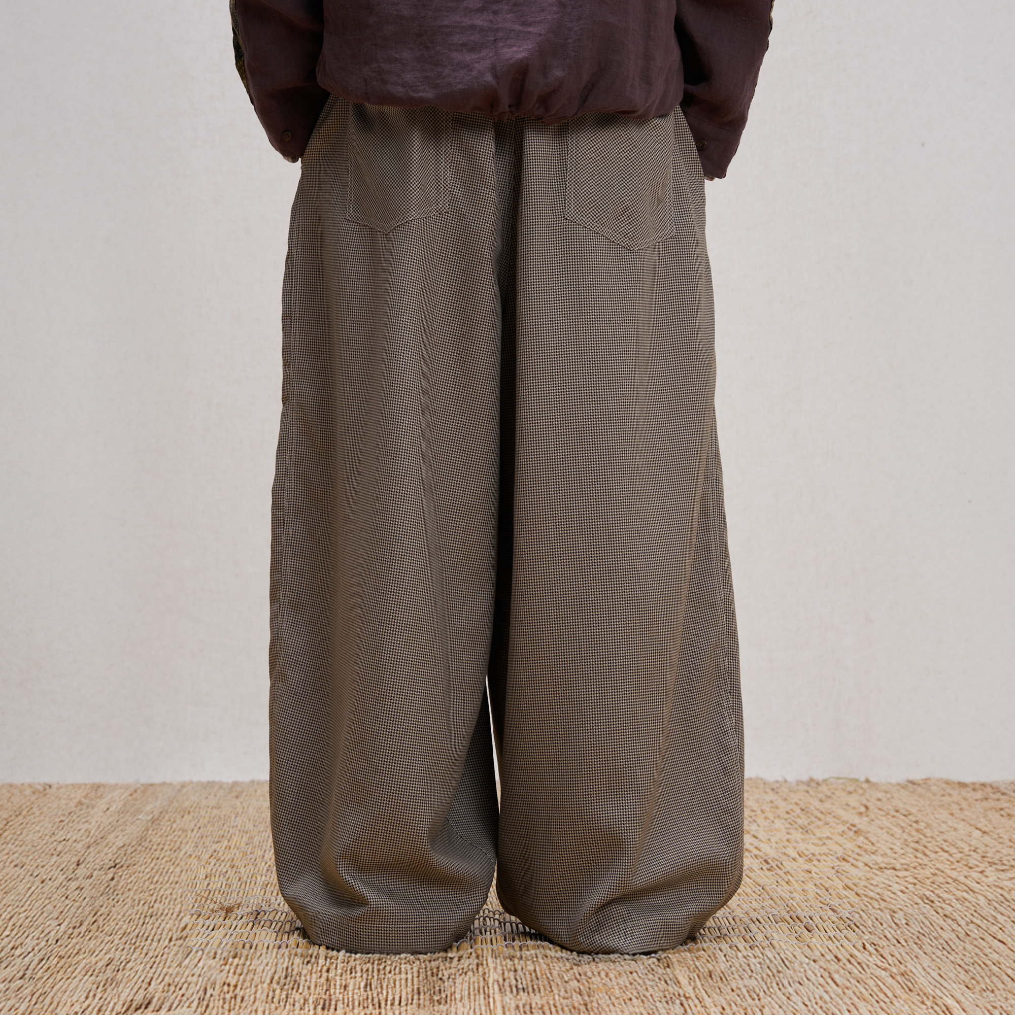 UNLIMITED MOTE Wool Blend Houndstooth Drawstring Balloon Pants-Pants-S-Free Shipping Leatheretro