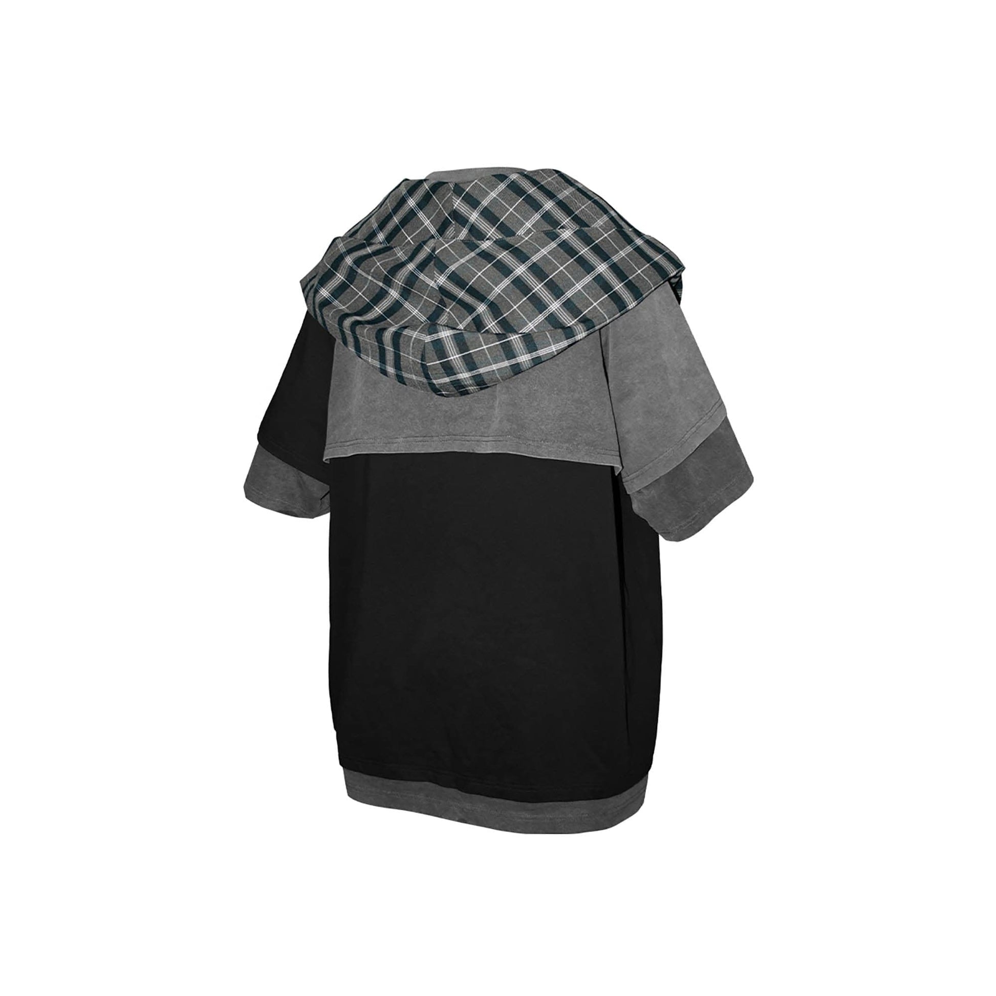 RELABEL Contrast Layered Detachable Hood T-Shirt-T Shirt-XS-Free Shipping Leatheretro