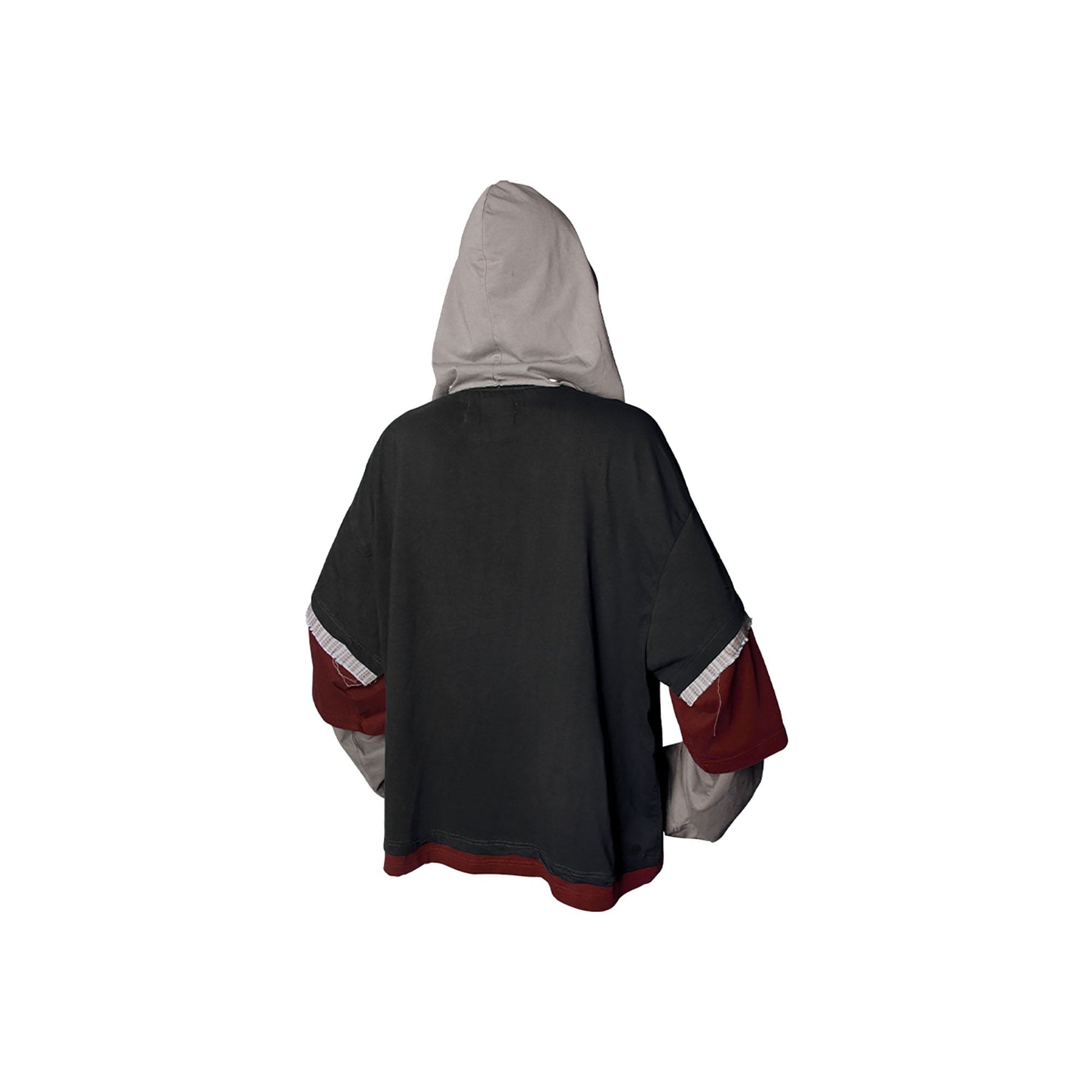 RELABEL Triple-Layer Detachable Striped Hood Long-Sleeve Tee Red-L/S Tee-XS-Free Shipping Leatheretro