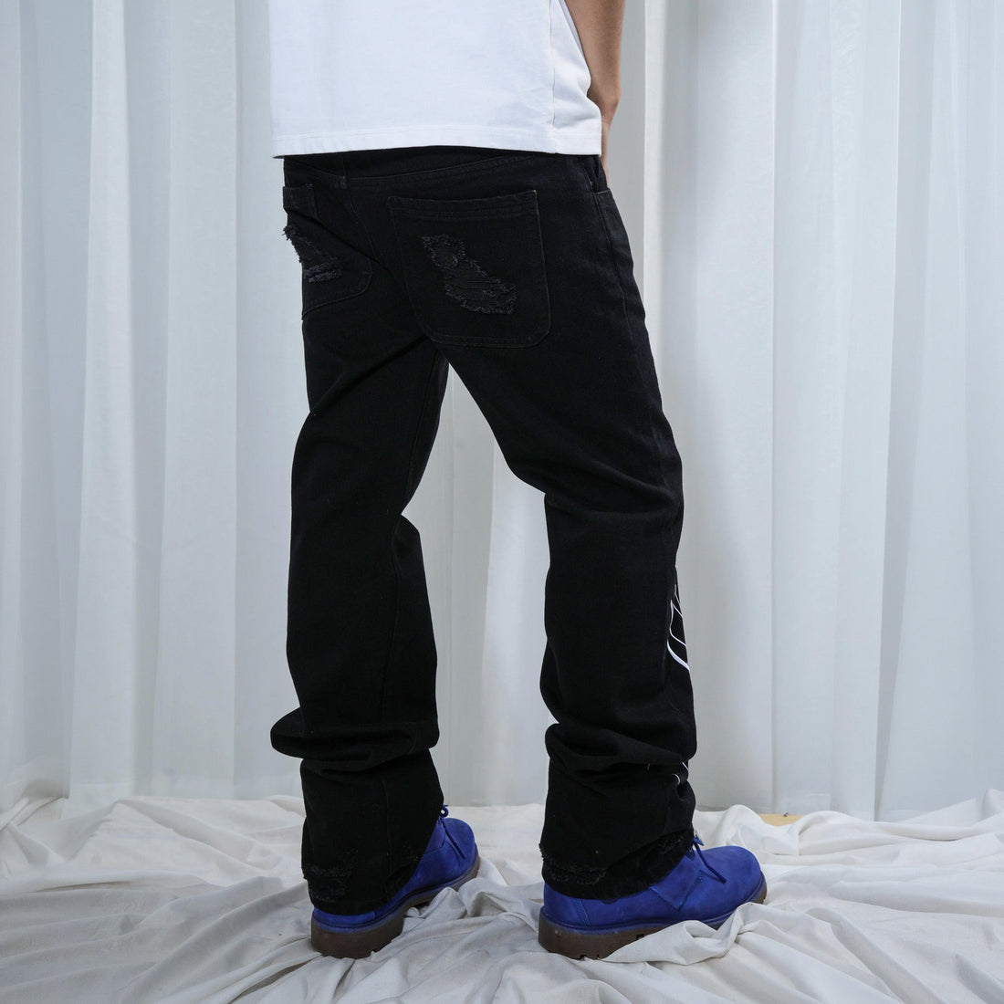 VINKID Double-Waist Script Graphic Jeans-Jeans-S (Preorder)-Free Shipping Leatheretro
