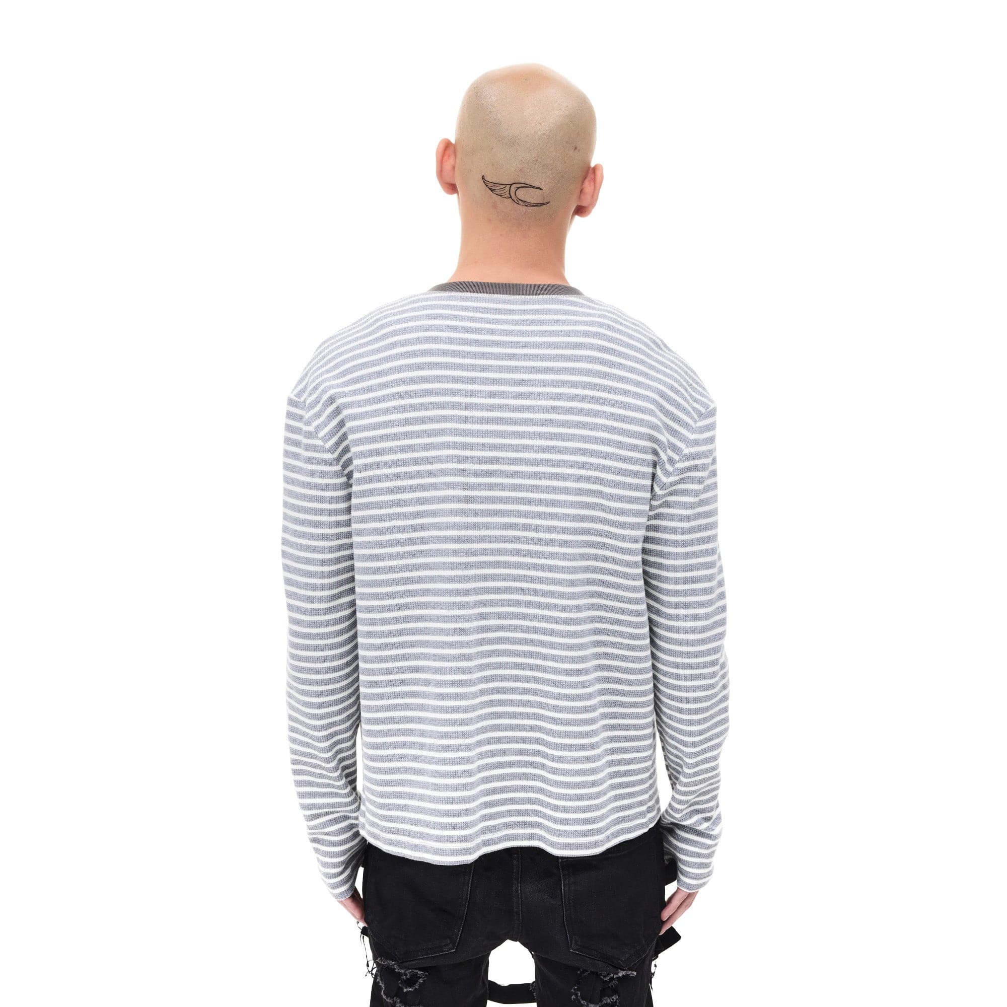WHISTLEHUNTER Striped Badge Snap Slim Cardigan-Sweater-S-Gray-Free Shipping Leatheretro