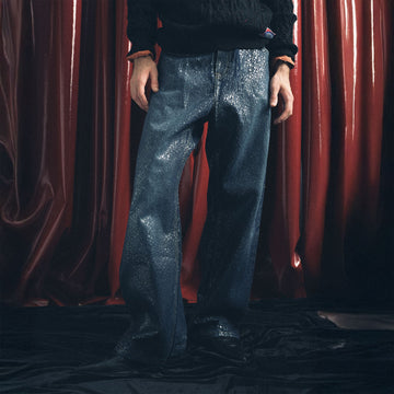 TRECLUB Iridescent Scale Wide-Leg Jeans-Jeans-S-Free Shipping Leatheretro