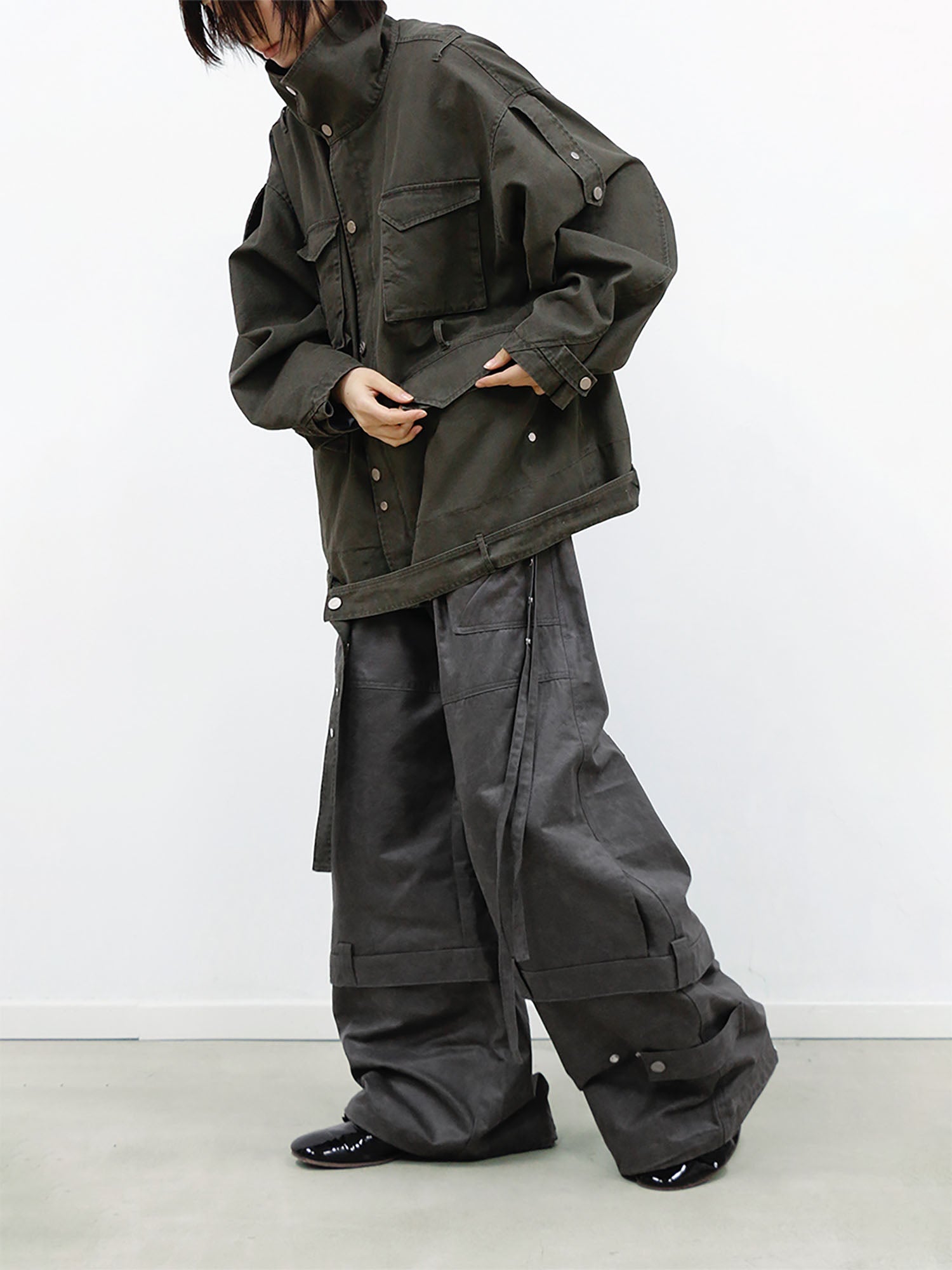 RELABEL Retro Multi-Pocket Snap-Hem Convertible Jacket Green-Jacket-XS-Free Shipping Leatheretro