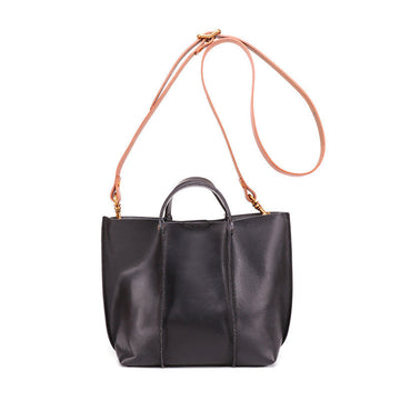 Premium Cowhide Leather Shoulder Tote Bag - Modern Bucket Style Shoulder Bags-Shoulder Bag-Black-Free Shipping Leatheretro