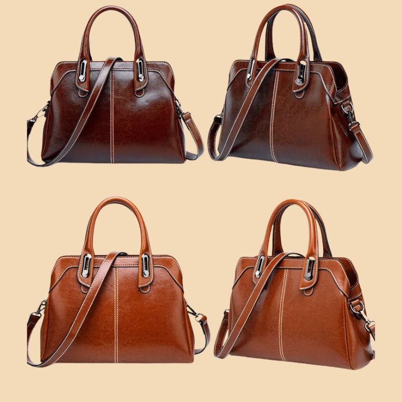 Genuine Leather Women Handbag – Top Handle Crossbody Messenger Bag-Handbags-Brown-Free Shipping Leatheretro