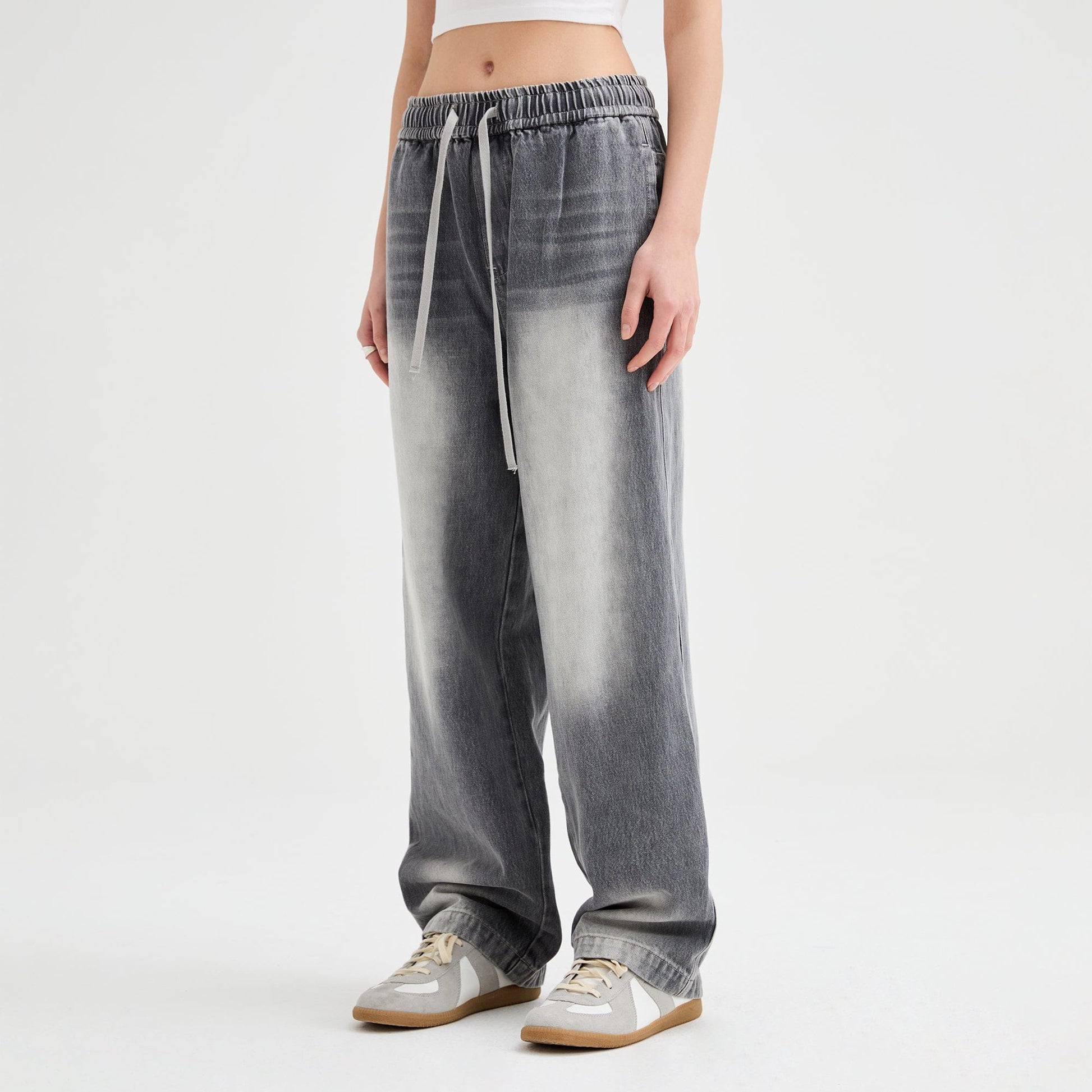 ORGANIC EMOTION Classic Washed Drawstring Jeans-Jeans-XS-Free Shipping Leatheretro