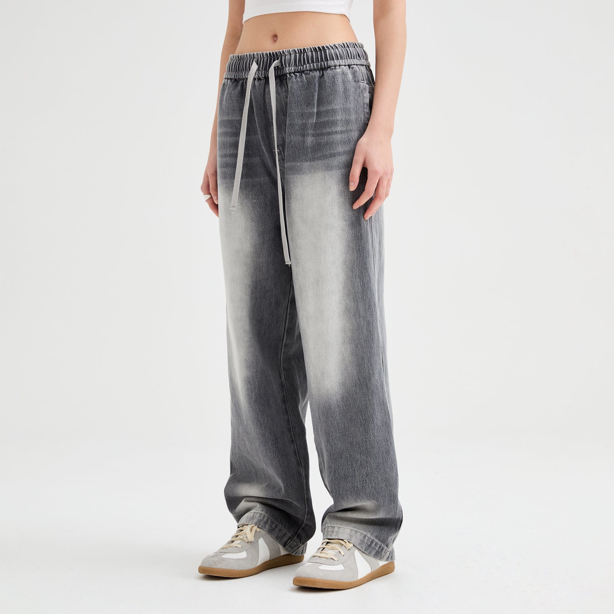 ORGANIC EMOTION Classic Washed Drawstring Jeans-Jeans-XS-Free Shipping Leatheretro