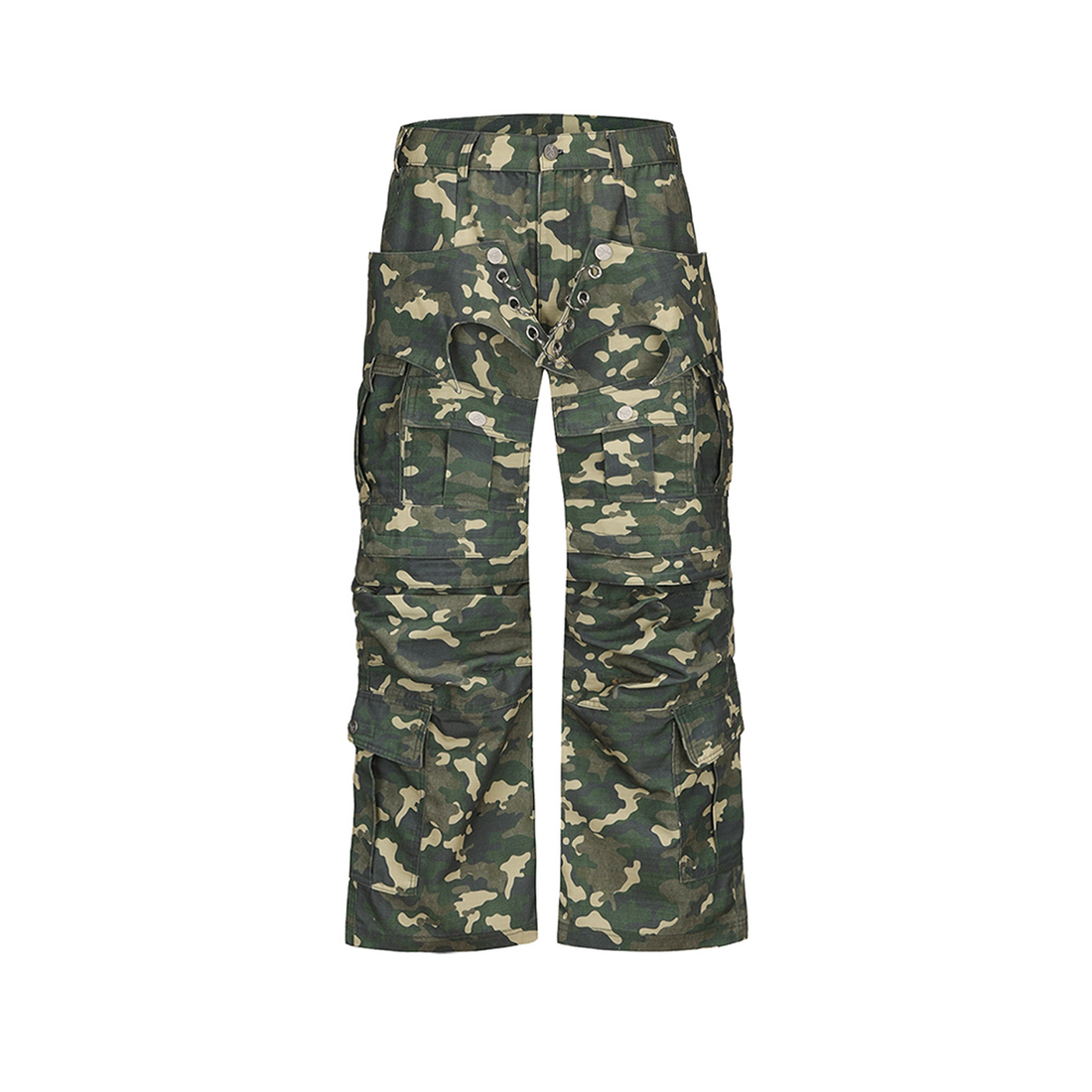 CYCYCY Camo Wide-Leg Cargo Pants-Pants-XXS / 27"-Free Shipping Leatheretro