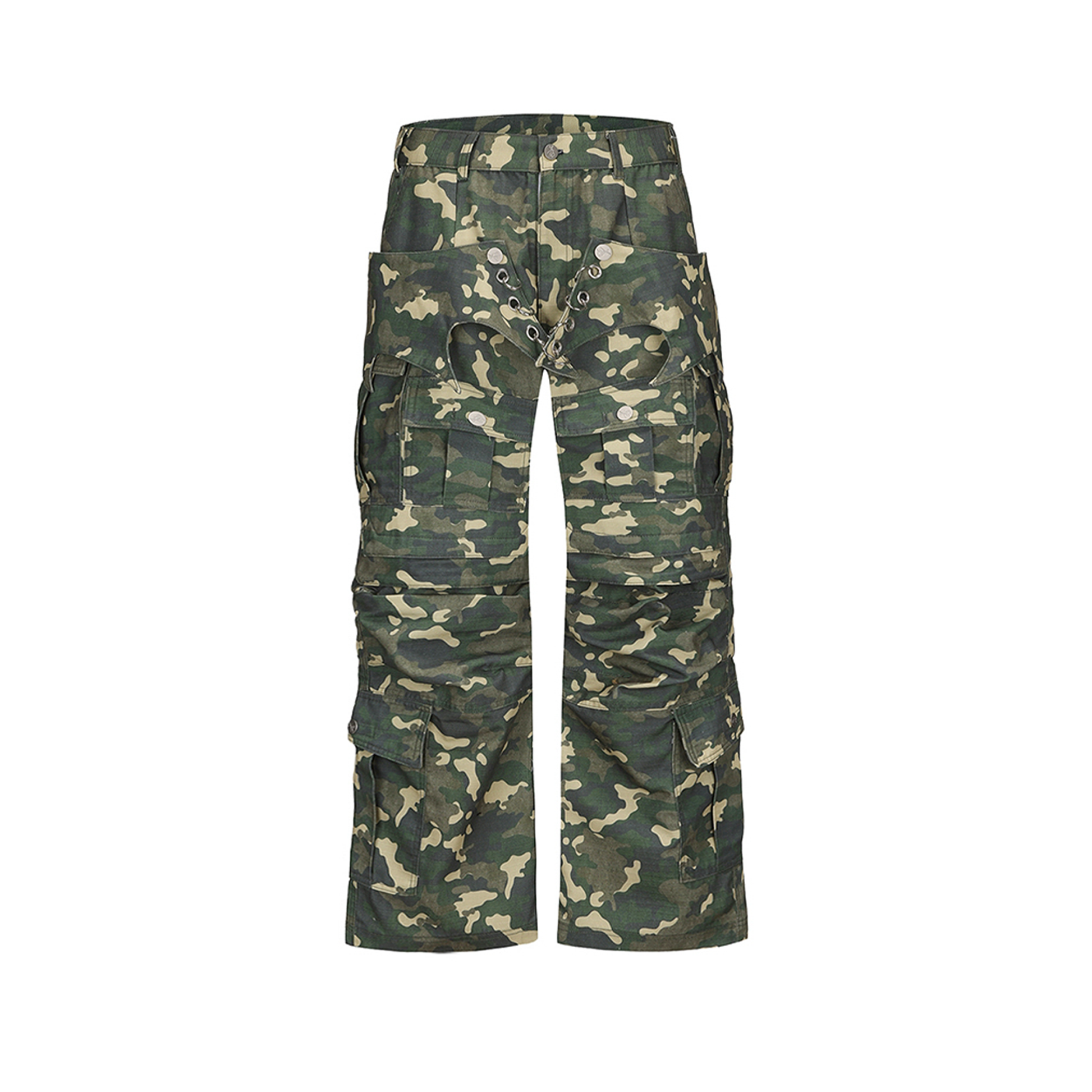 CYCYCY Camo Wide-Leg Cargo Pants-Pants-XXS / 27"-Free Shipping Leatheretro
