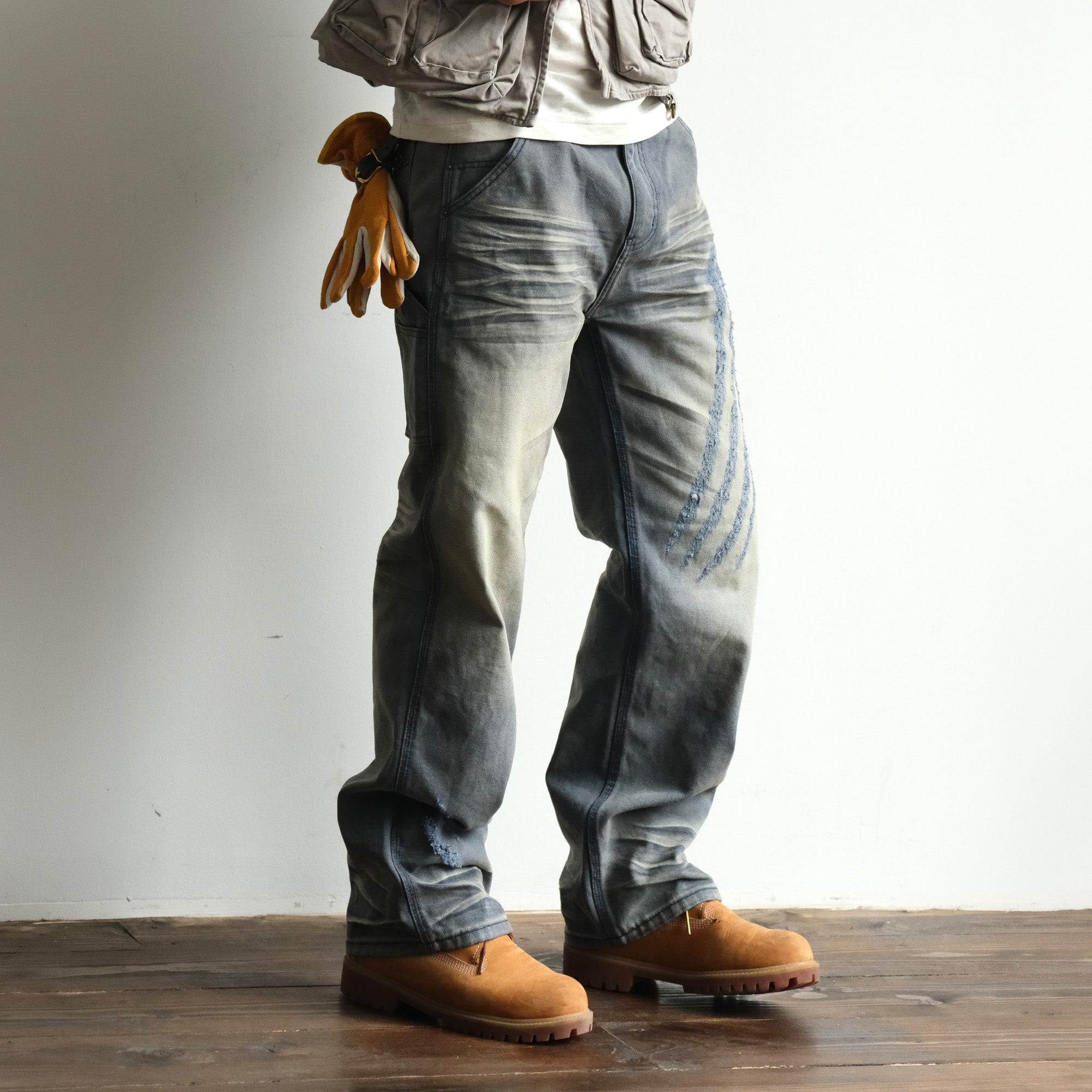 NEIGBORL Retro Distressed Washed Cargo Pants-Pants-Gray-S-Free Shipping Leatheretro