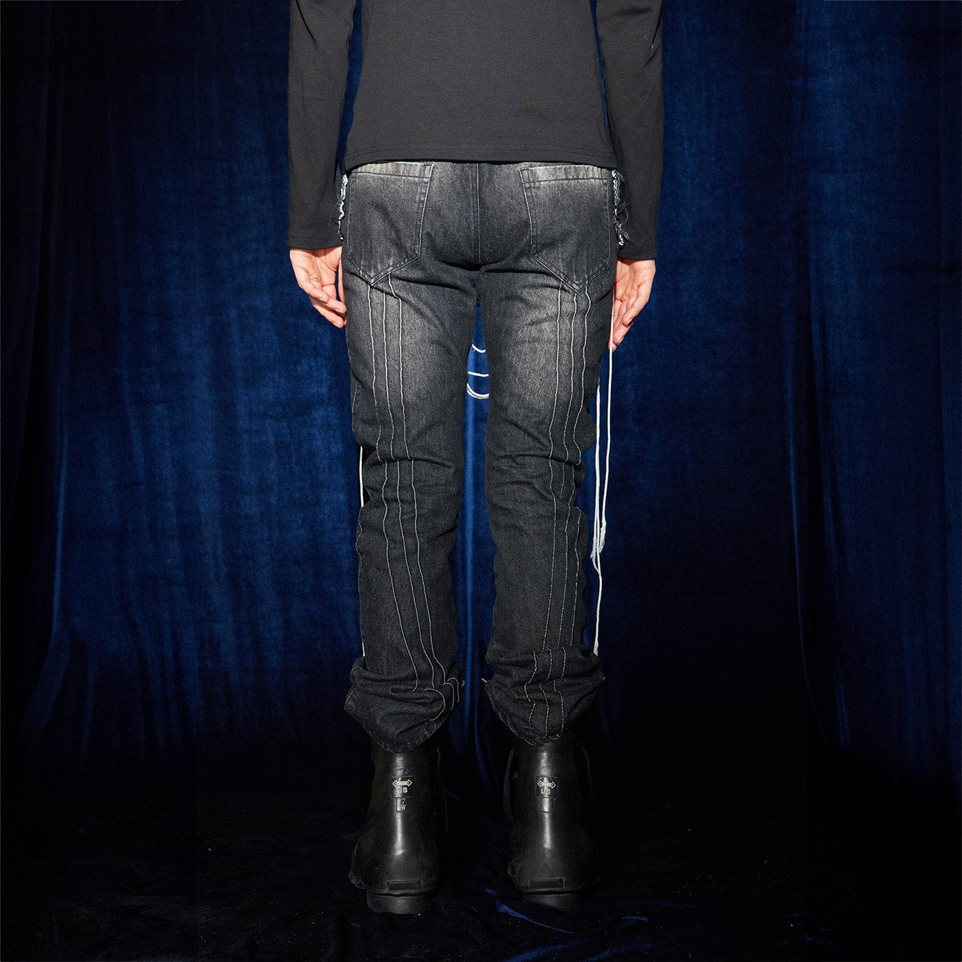 DND4DES Shoelace Washed Jeans-Jeans-S-Free Shipping Leatheretro