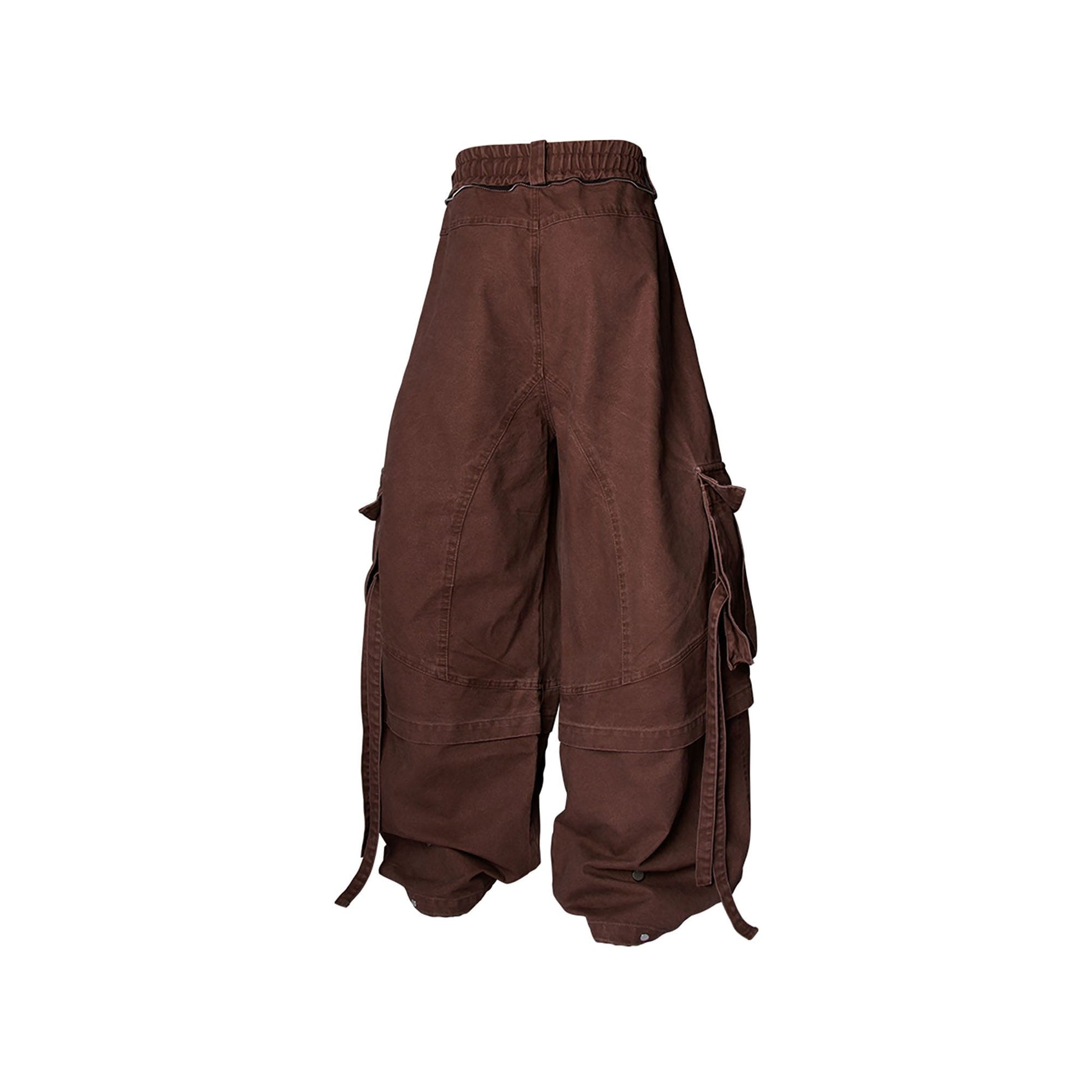 RELABEL Multi-Pocket Detachable Scarf Distressed Cargo Coffee-Pants-XS-Free Shipping Leatheretro