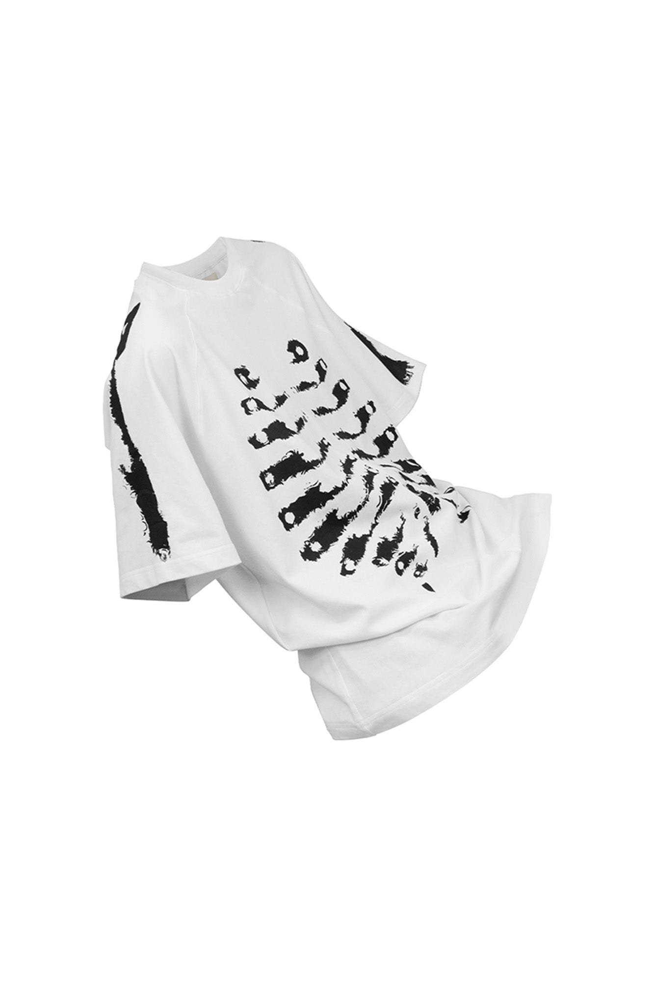 RELABEL Distressed Skeleton Graphic Oversized T-Shirt-T Shirt-XS-White-Free Shipping Leatheretro