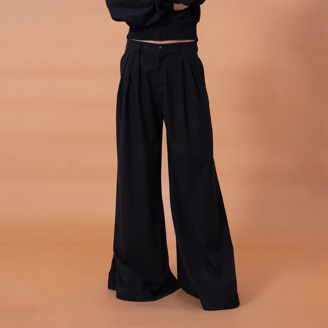 CLP Pleated Draped Wide-Leg Trousers-Pants-M-Free Shipping Leatheretro
