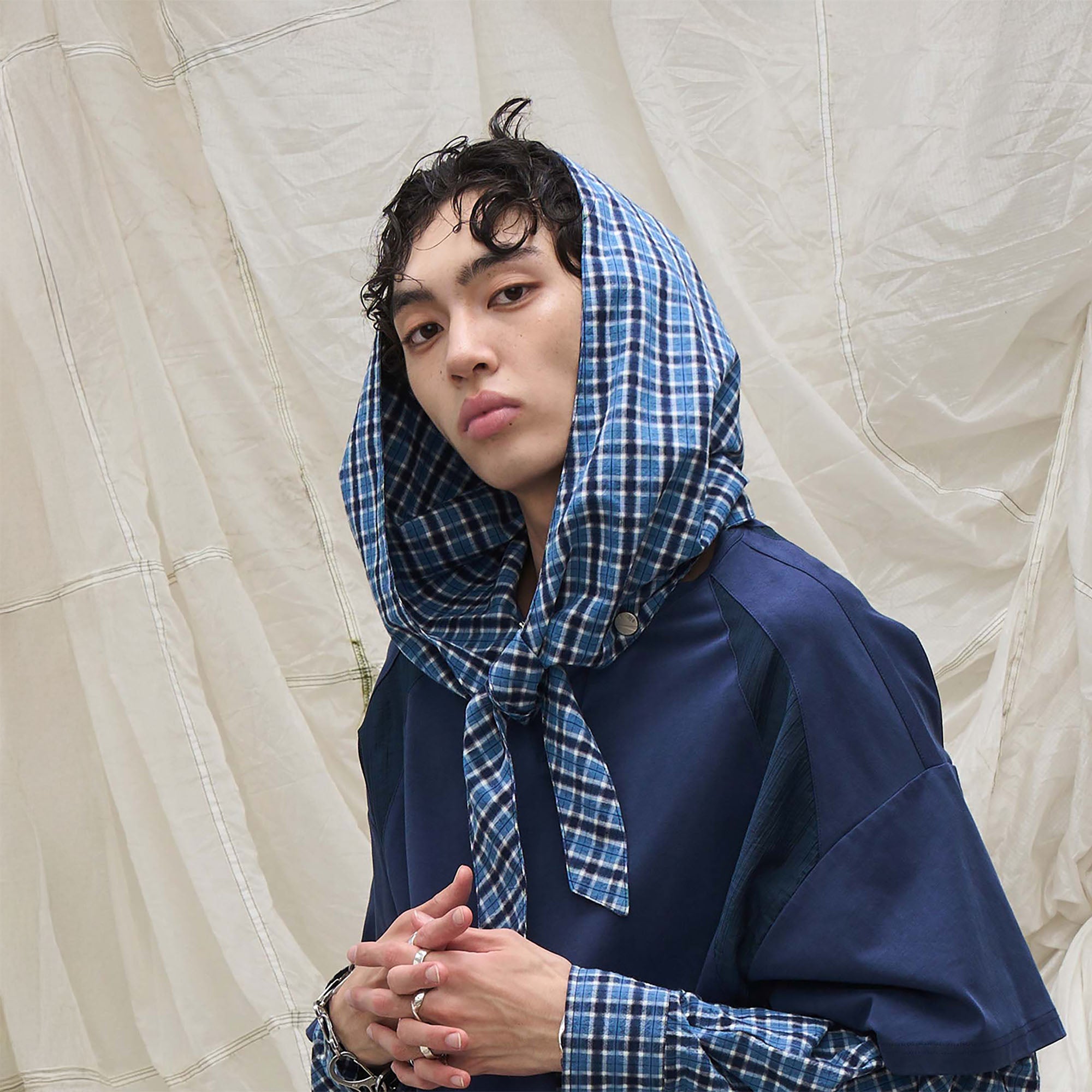 RELABEL Detachable Tie Hood Scarf-Hat, Cap, Beanie-Blue-Free Shipping Leatheretro