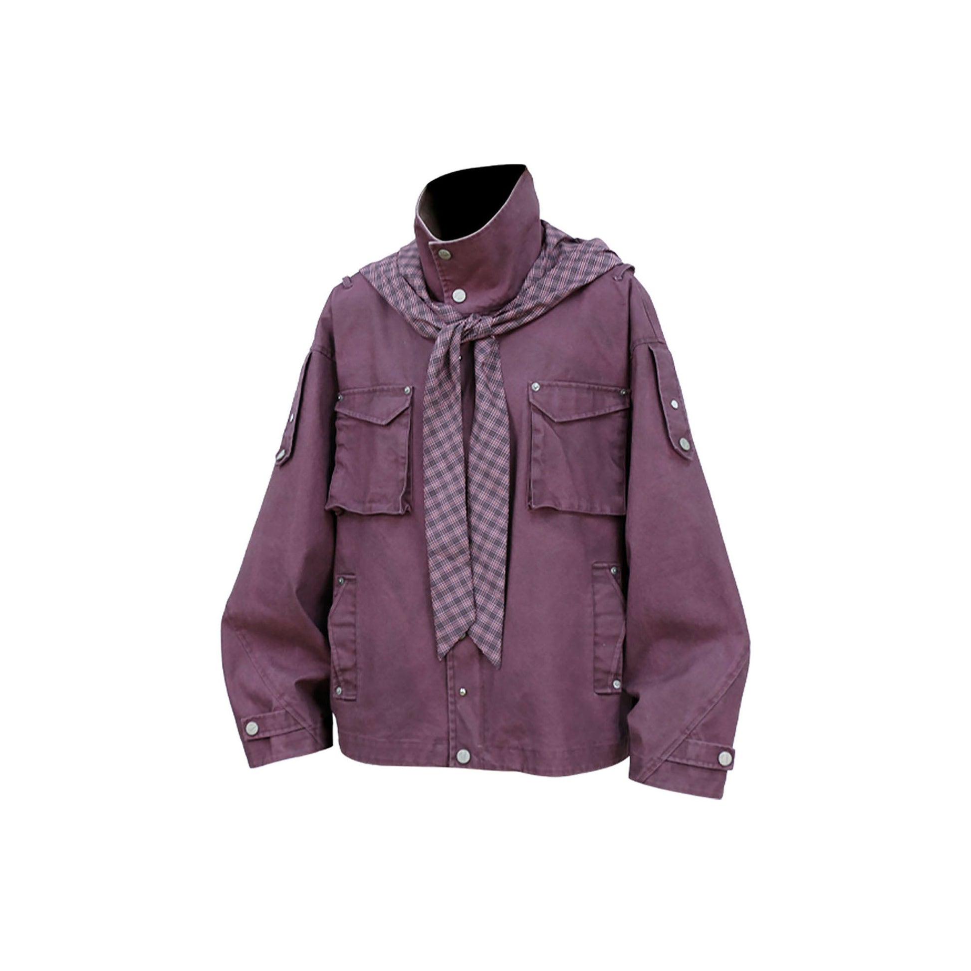 RELABEL Distressed Plaid Hood Oversized Jacket-Jacket-XS (Preorder)-Free Shipping Leatheretro