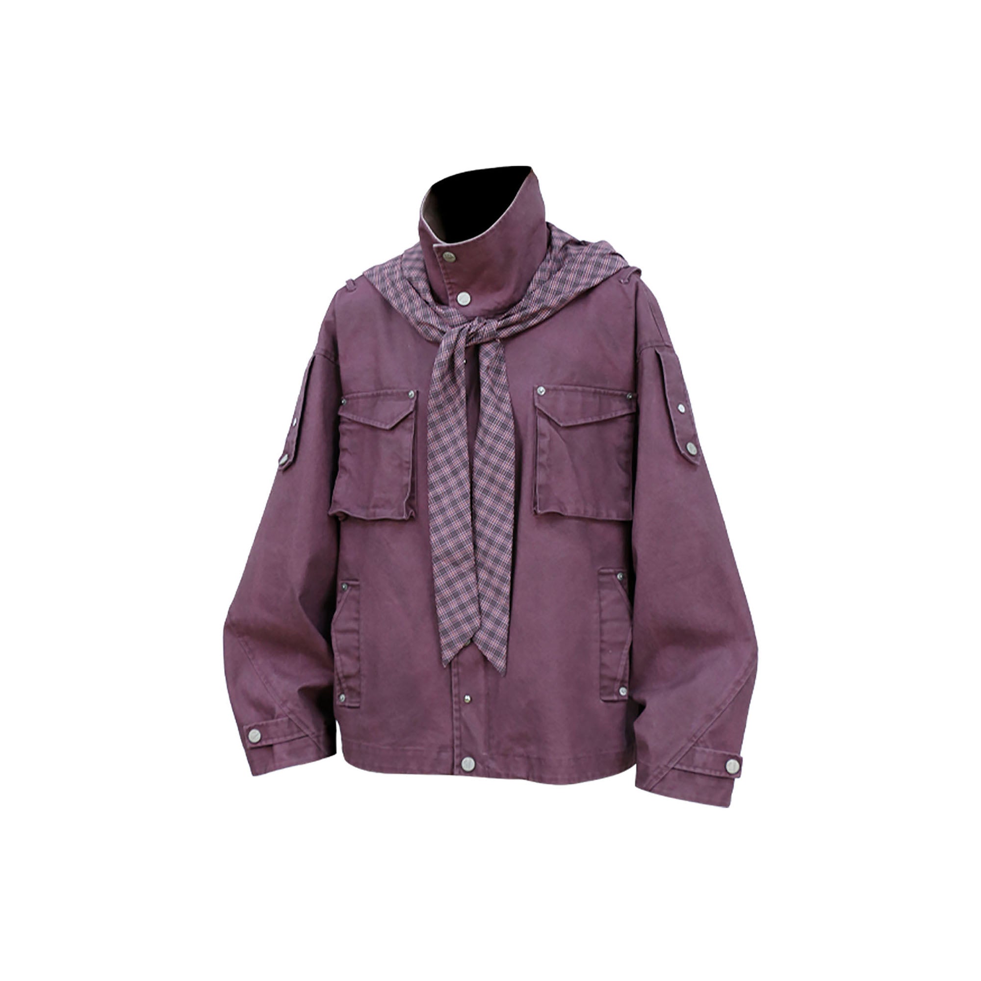 RELABEL Distressed Plaid Hood Oversized Jacket-Jacket-XS (Preorder)-Free Shipping Leatheretro