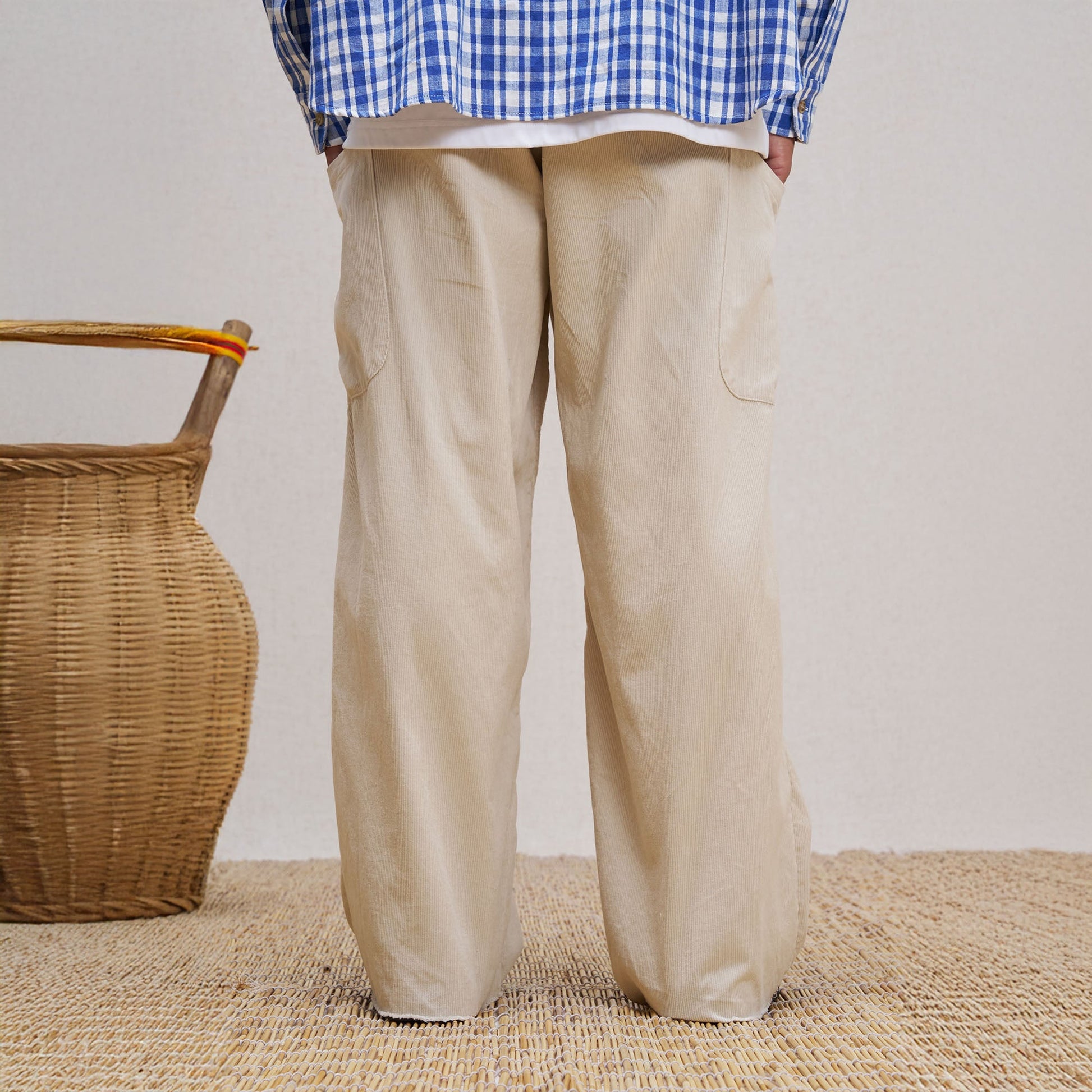 UNLIMITED MOTE Corduroy Pleated Baggy Pants-Pants-S-Beige-Free Shipping Leatheretro