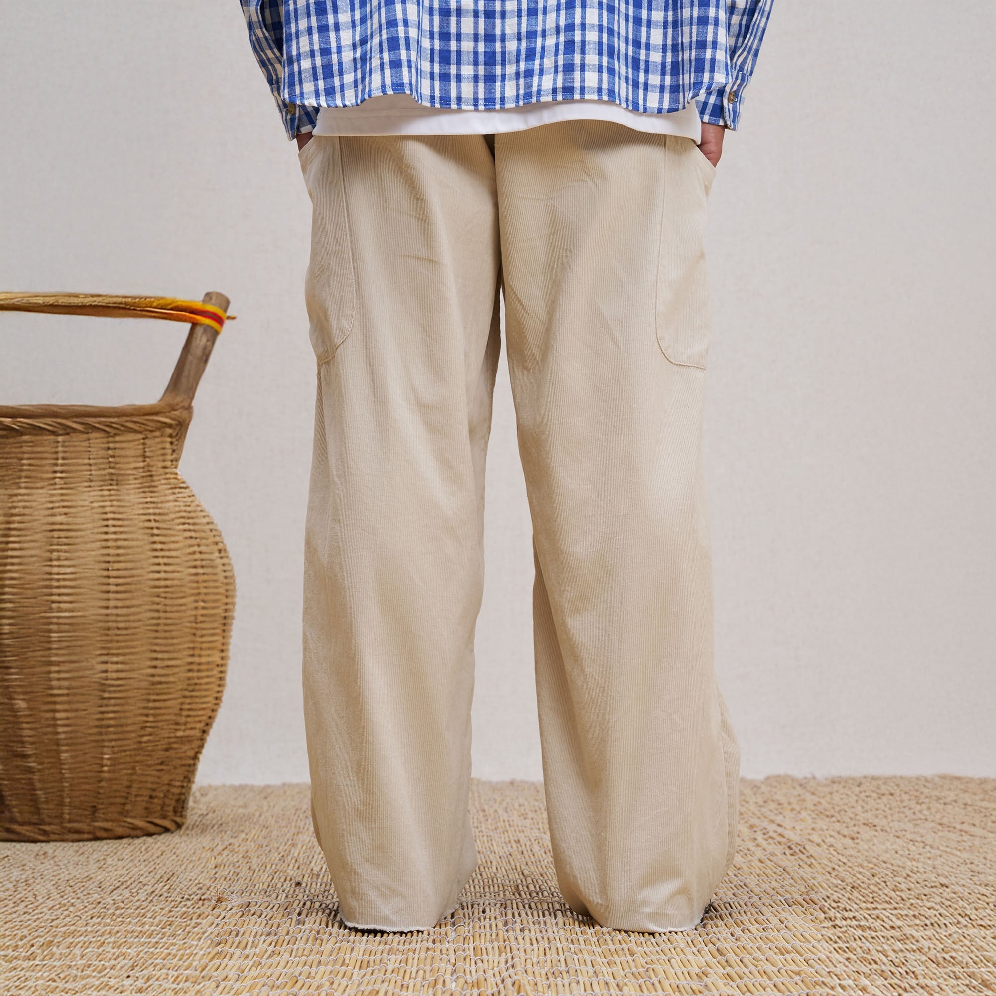 UNLIMITED MOTE Corduroy Pleated Baggy Pants-Pants-S-Beige-Free Shipping Leatheretro