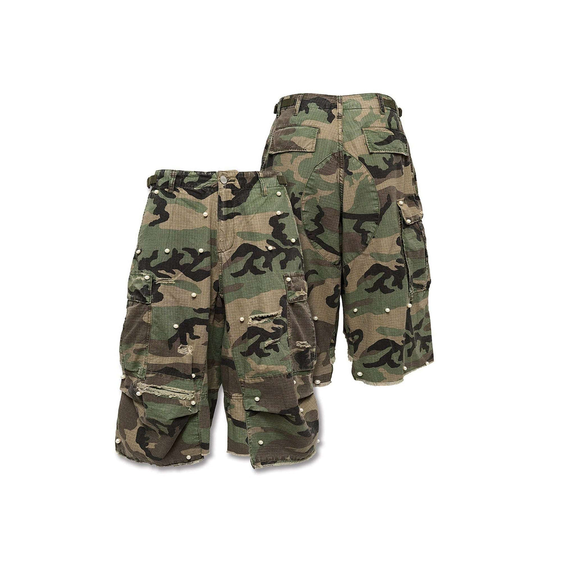 STEEPC Camo Pearl Multi-Pocket Rippled Shorts-Shorts-S-Free Shipping Leatheretro