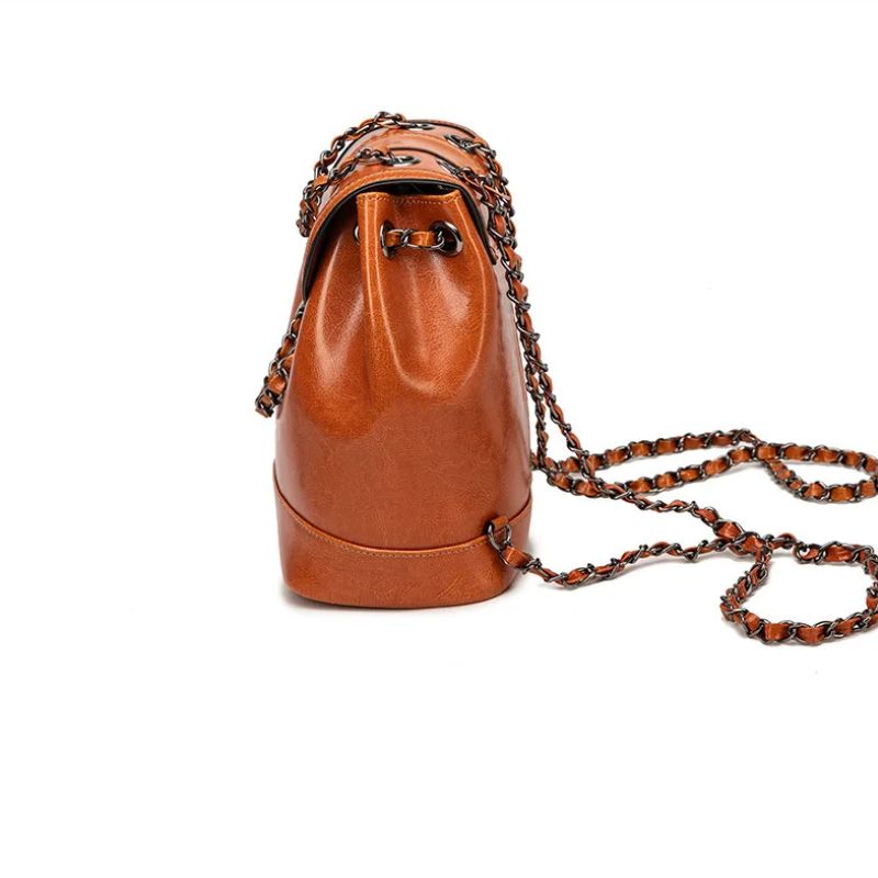 Retro Chain Shoulder Crossbody Backpack-Backpacks-Caramel-Free Shipping Leatheretro