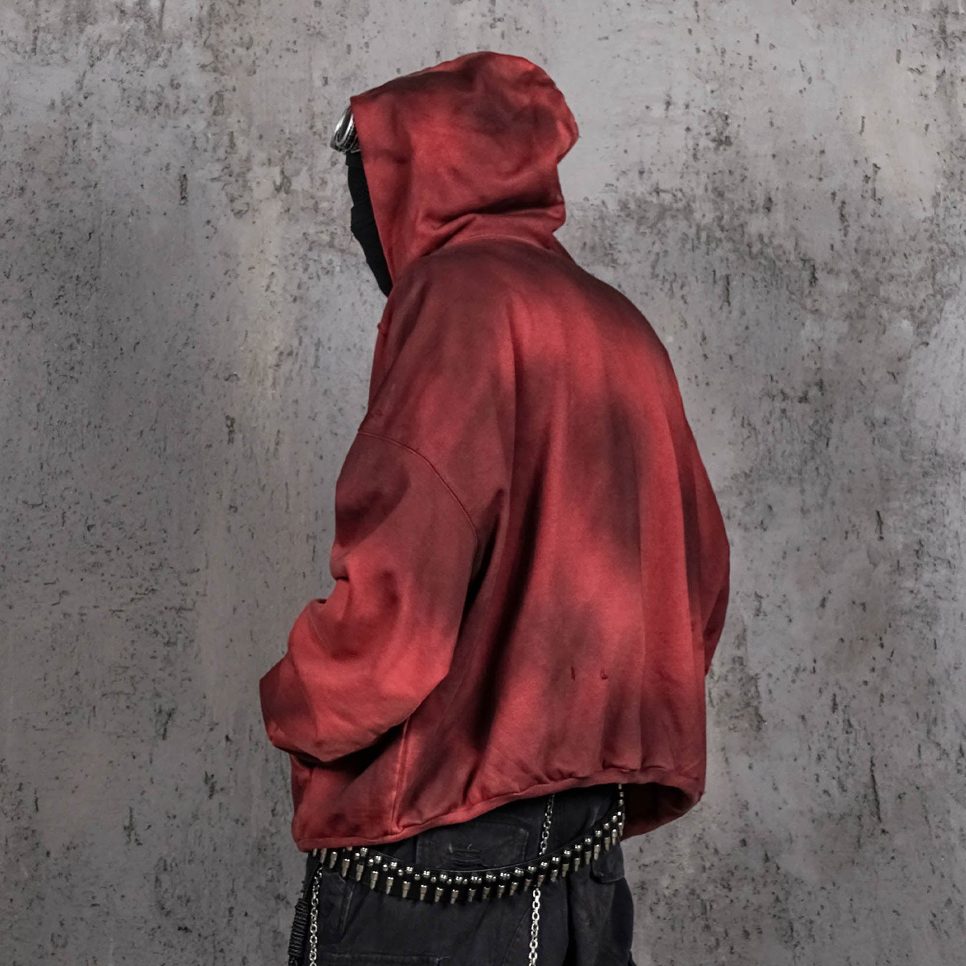 UNDERWATER Ashen Ember Distressed Elevated Hoodie Red-Hoodie-S-Free Shipping Leatheretro