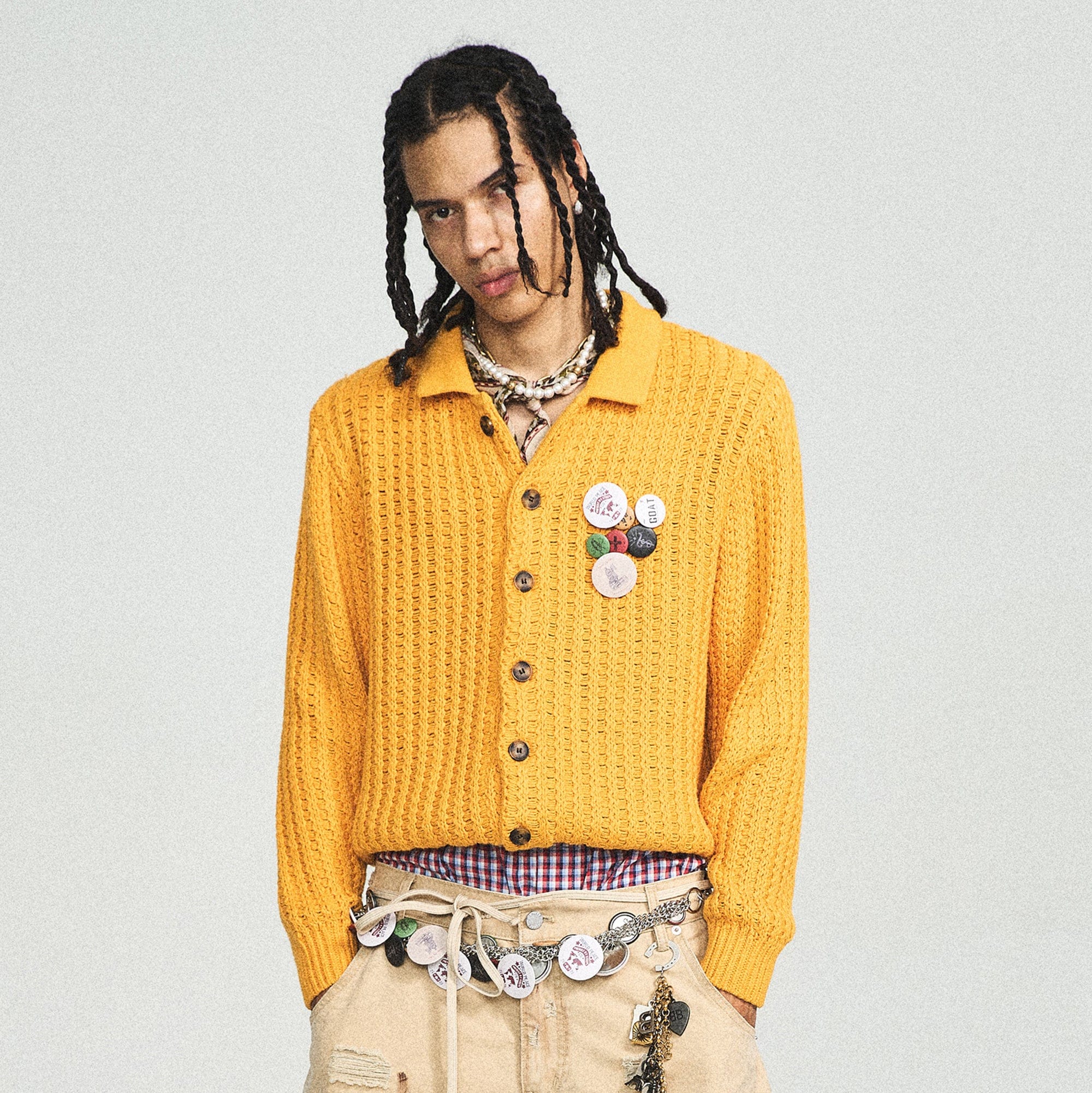 STEEPC Retro City Knitted Cardigan-Sweater-S-Yellow-Free Shipping Leatheretro