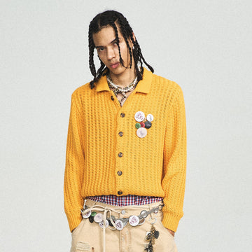 STEEPC Retro City Knitted Cardigan-Sweater-S-Yellow-Free Shipping Leatheretro