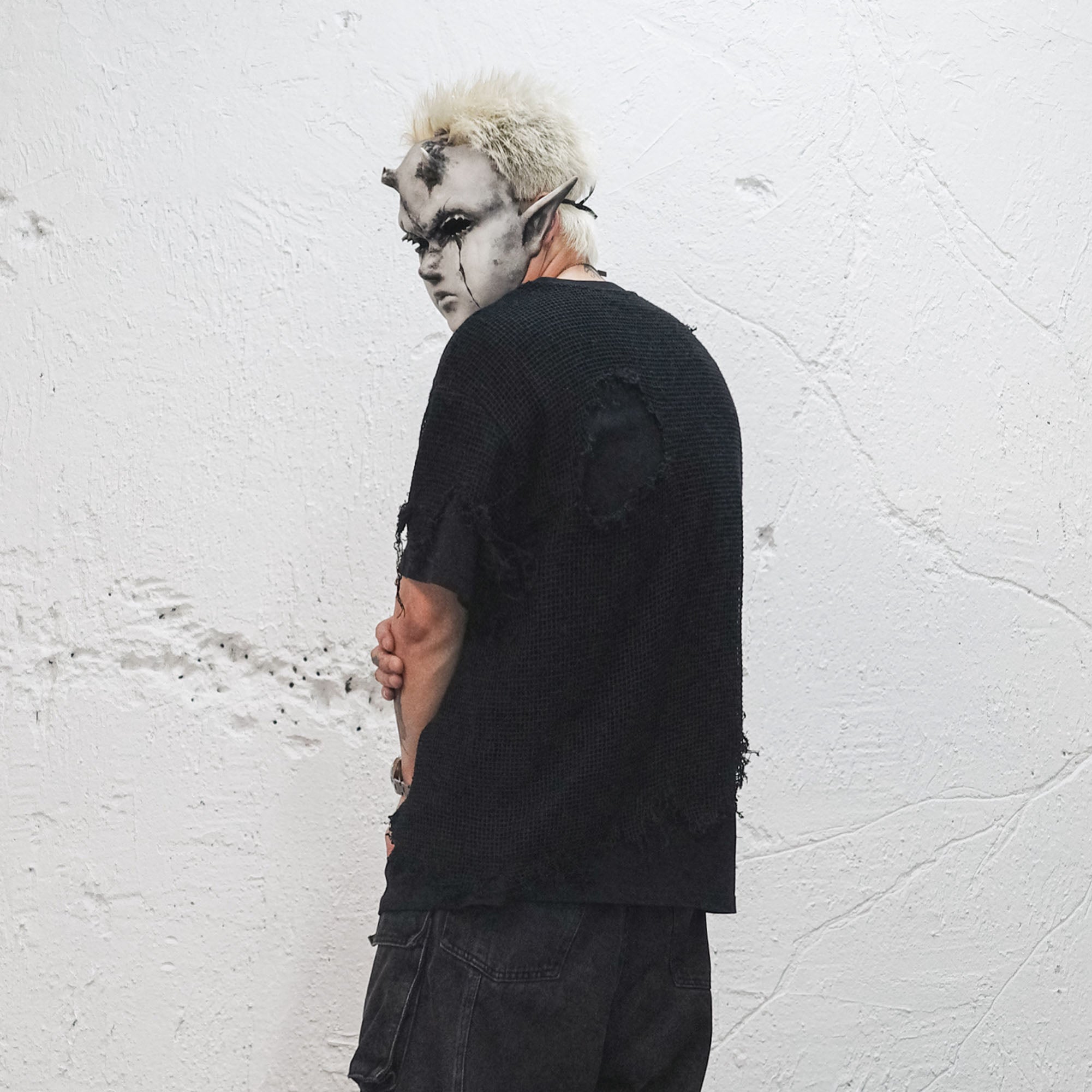 UNDERWATER Ruined Mesh Tee-T Shirt-S-Free Shipping Leatheretro