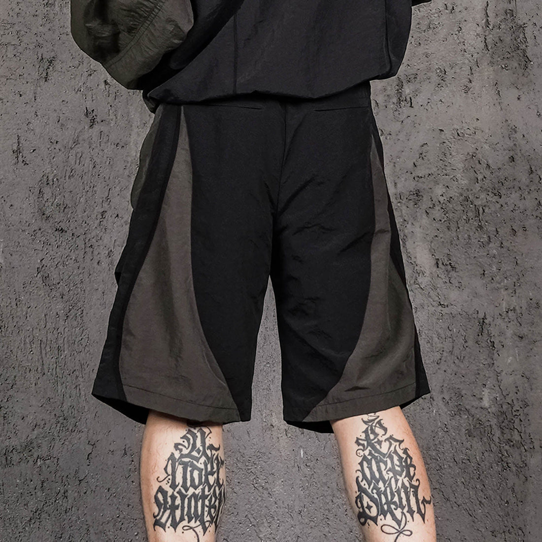 UNDERWATER Dull Leaf Mesh Spliced Shots-Shorts-S-Free Shipping Leatheretro