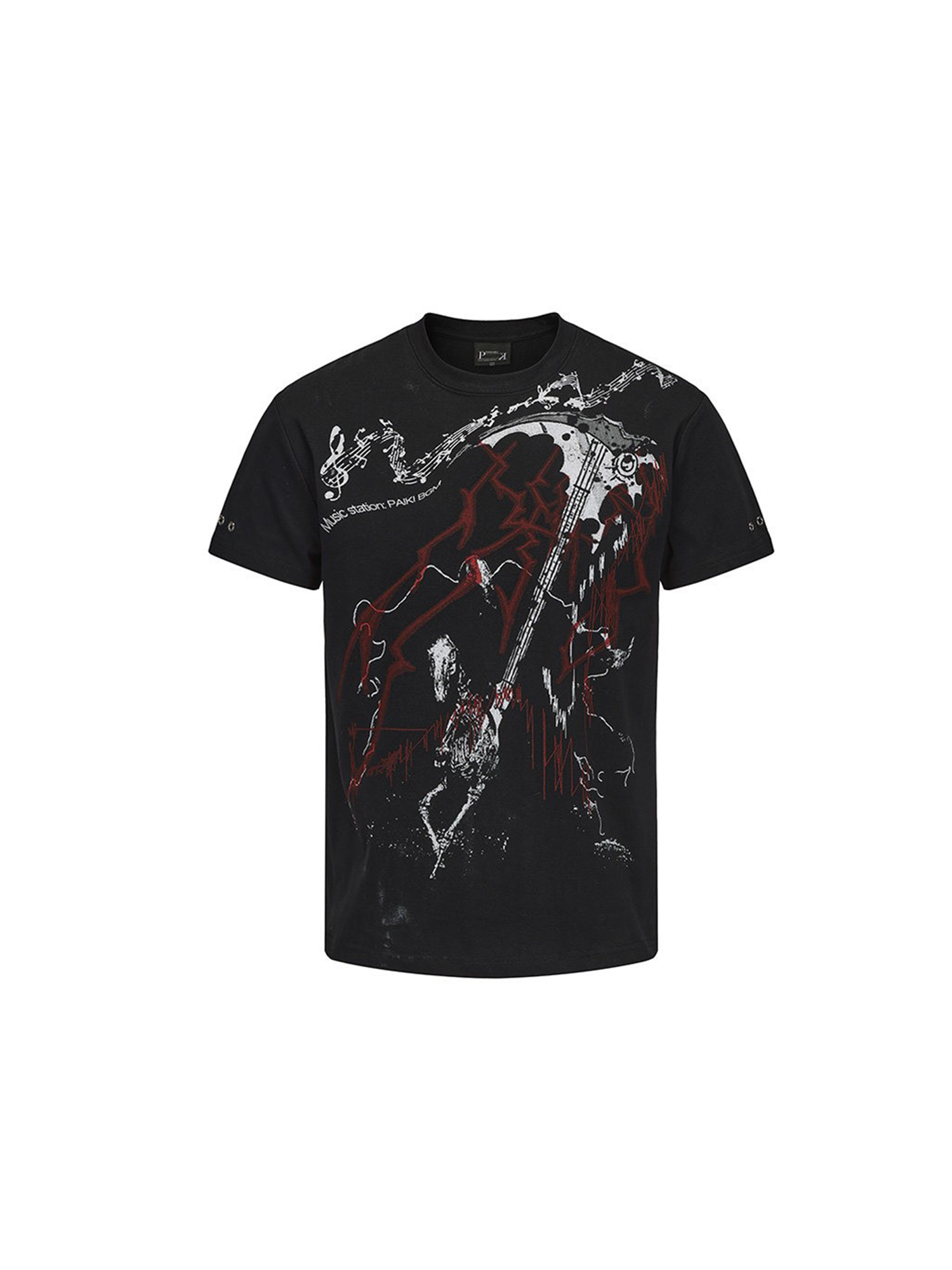 PAIKI Punk Scythe String Graphic T-Shirt-T Shirt-S-Black (Distressed)-Free Shipping Leatheretro