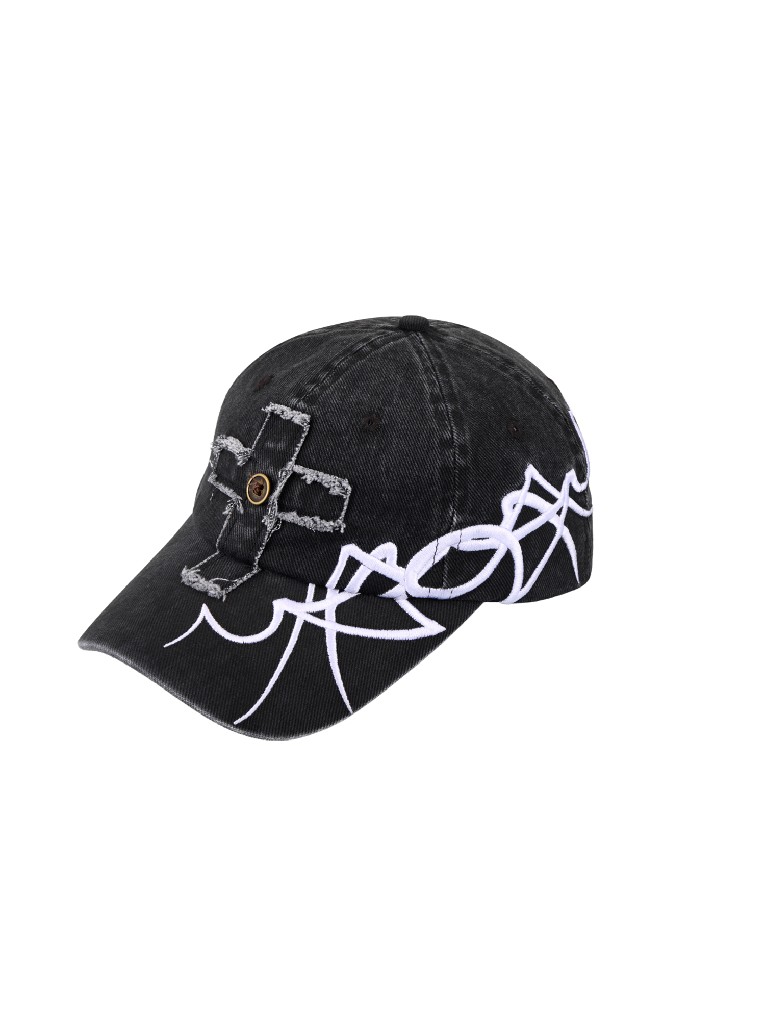 SANB Distressed Cross-Patch Embroidered Denim Cap-Hat, Cap, Beanie-One Size-Free Shipping Leatheretro