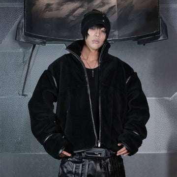 SSIN7 Panel High-Neck Fleece Jacket-Jacket-S (Preorder)-Free Shipping Leatheretro