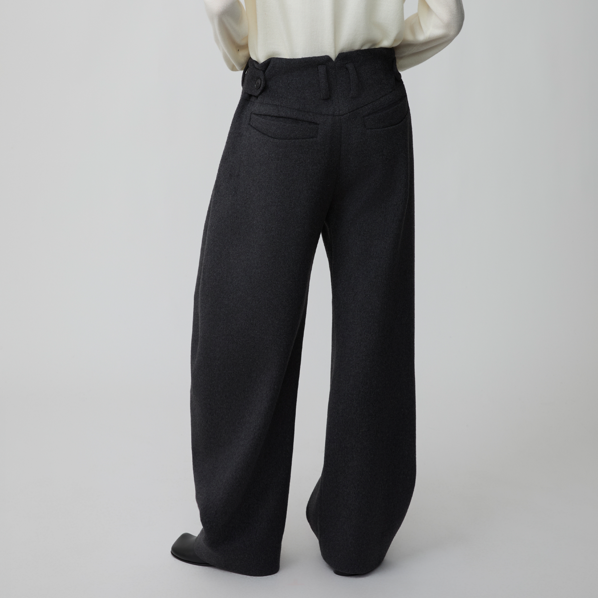 OPICLOTH Essential Wool-Blend Barrel Pants-Pants-XS-Dark Gray-Free Shipping Leatheretro