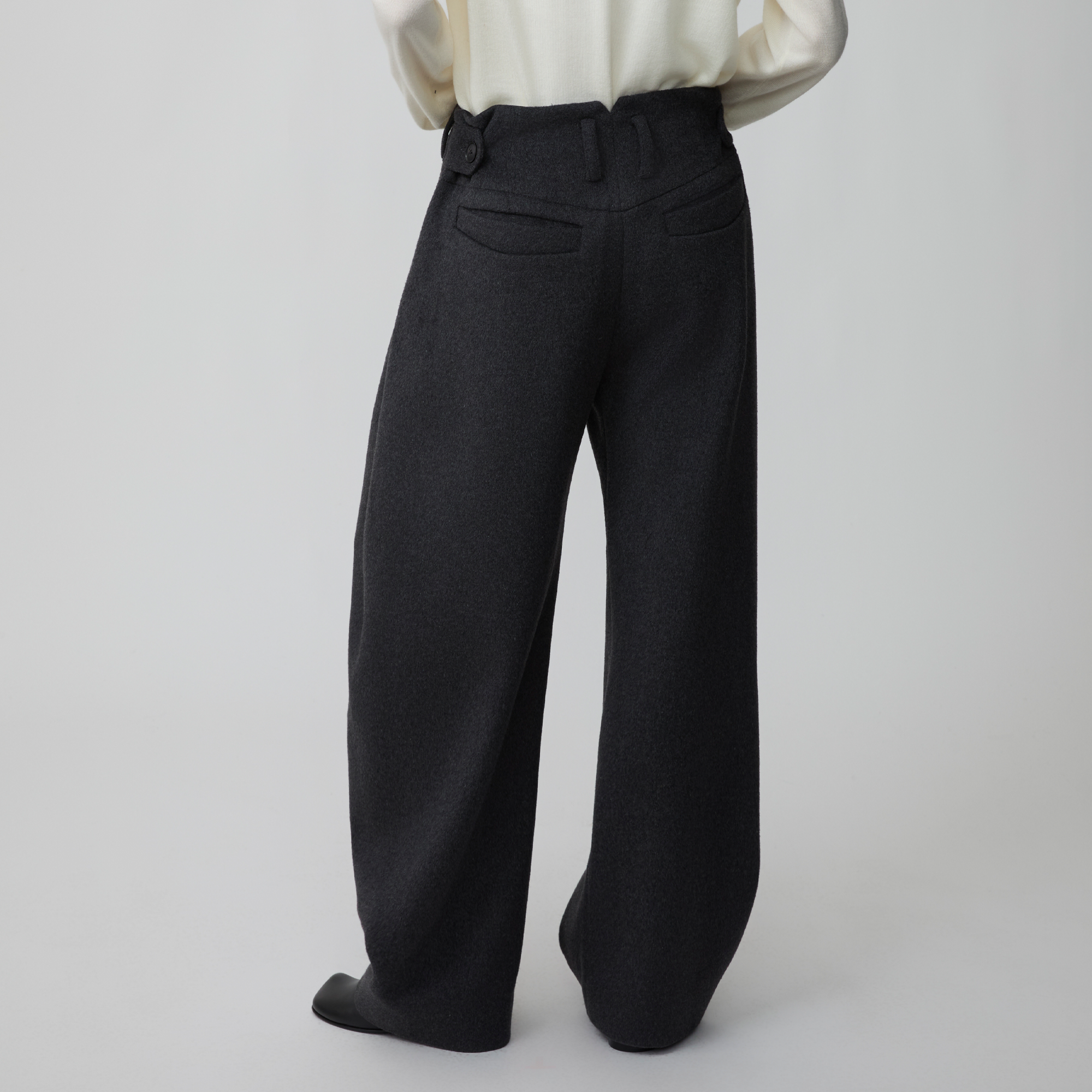 OPICLOTH Essential Wool-Blend Barrel Pants-Pants-XS-Dark Gray-Free Shipping Leatheretro