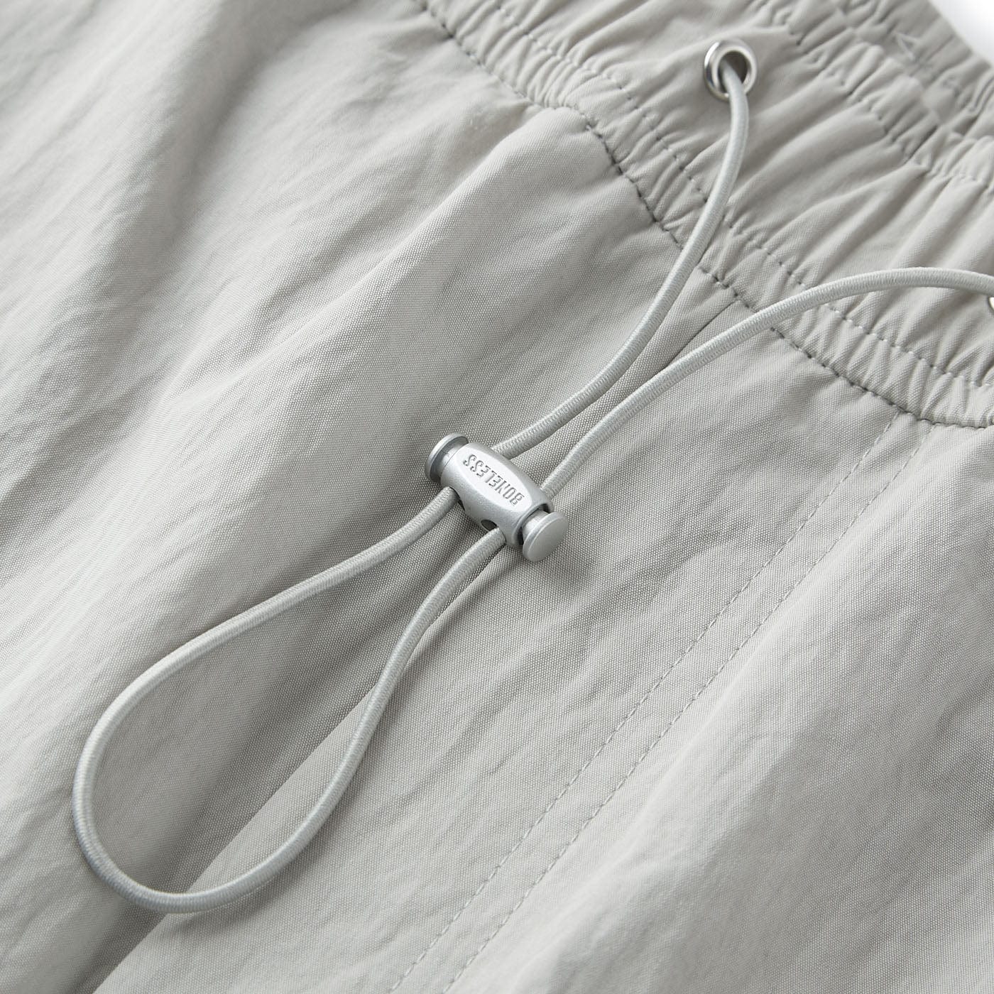 BONELESS Crinkled Drawstring Logo Pants-Pants-S-Grey-Free Shipping Leatheretro