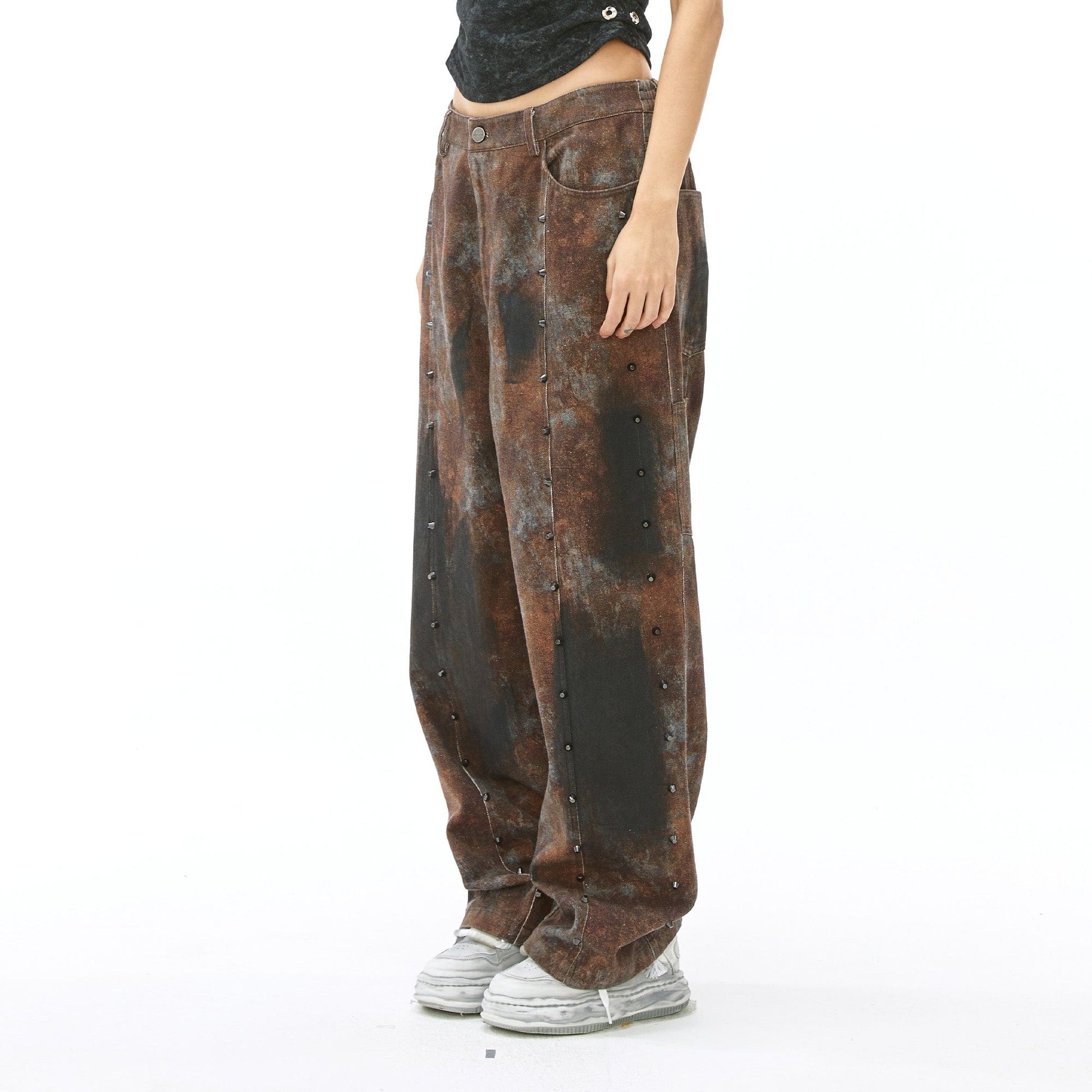 VANN VALRENCE Dirty Fit Studded Straight-Leg Jeans-Jeans-S-Free Shipping Leatheretro