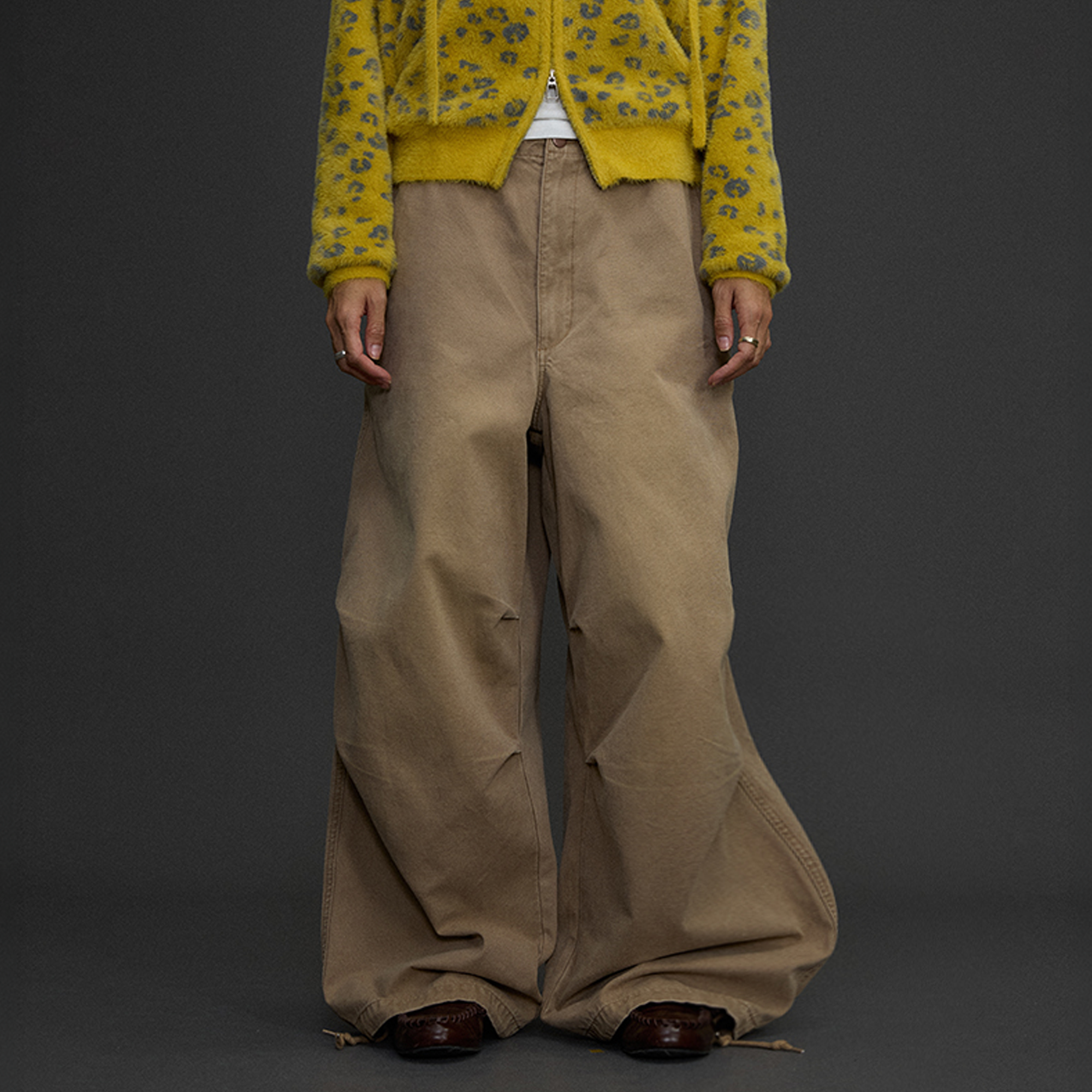 NIANJIUYIKOUER Distressed Utility Pocket Wide-Leg Pants-Pants-XXS-Free Shipping Leatheretro
