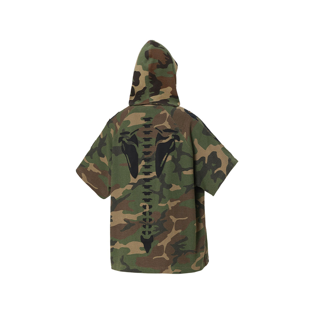 RELABEL Camo Detachable Hood Skeleton Graphic Tee-T Shirt-XS (Preorder)-Free Shipping Leatheretro