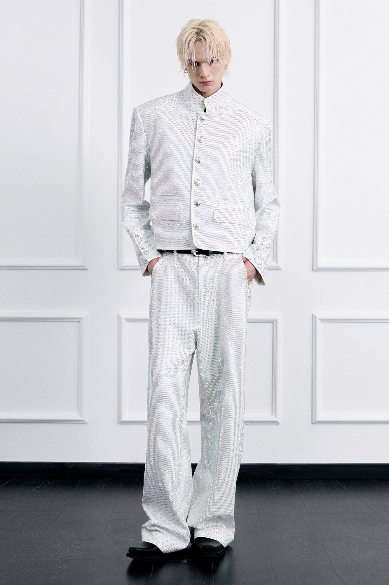 FACEONLAB Iridescent Diamond Wide-Leg Pants-Pants-M-Free Shipping Leatheretro