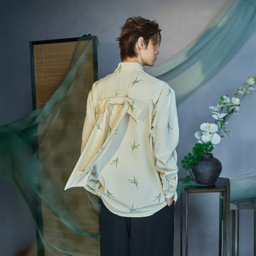 JIECHI Botanic Embroidery Bow Back Shirt-Shirt-M (Preorder)-Free Shipping Leatheretro