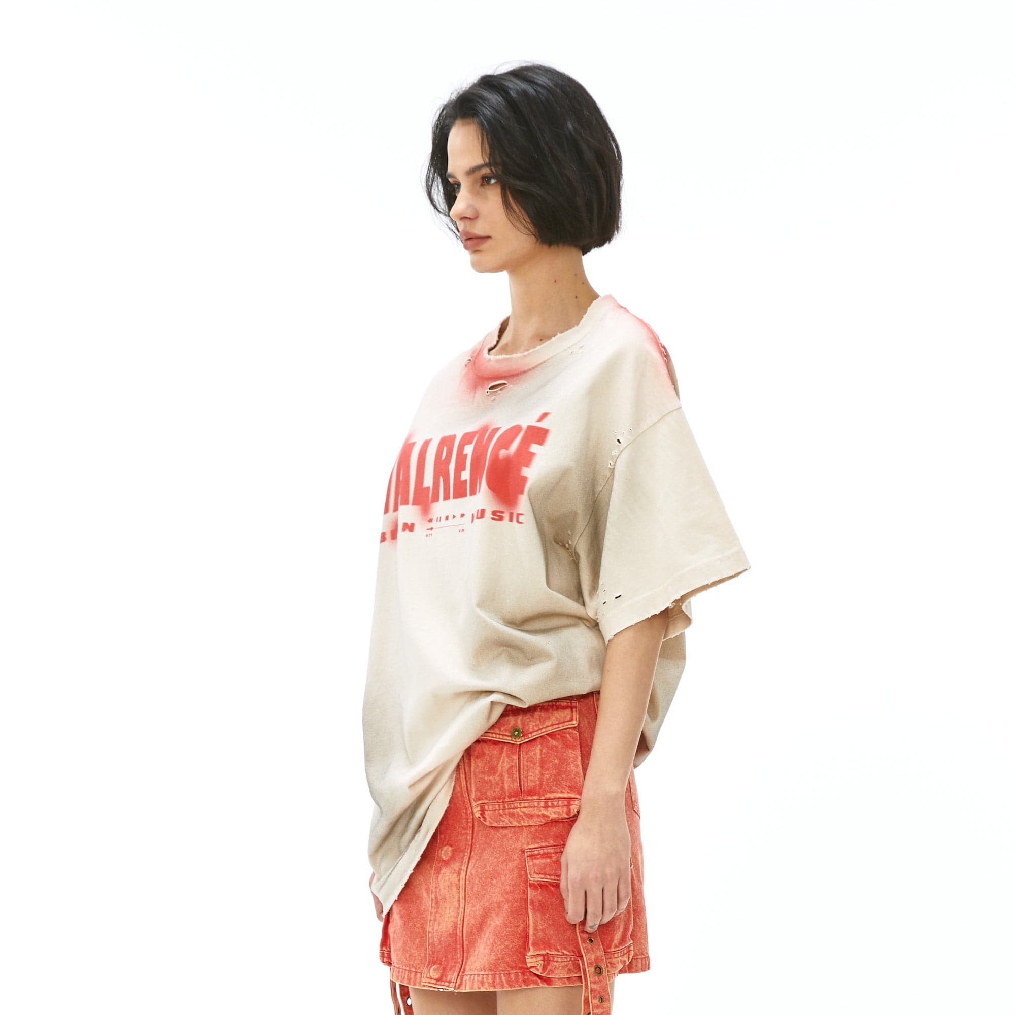 VANN VALRENCE Distressed Washed Spray Faded LOGO T-Shirt-T Shirt-S-Free Shipping Leatheretro