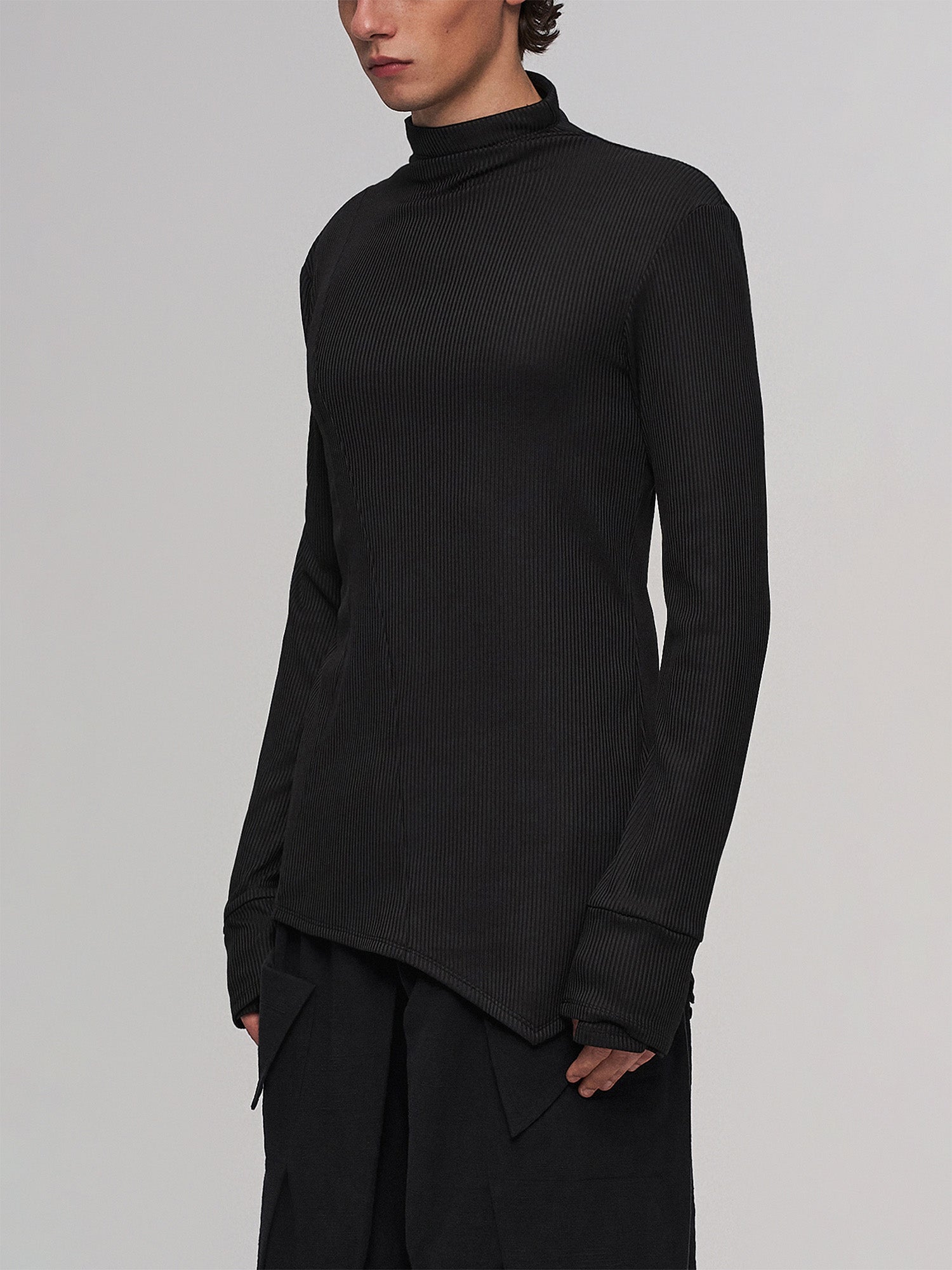 ILNya Nieternite Nifutur Asymmetric Ribbed Mock Neck Sweater-Sweater-S (0)-Free Shipping Leatheretro