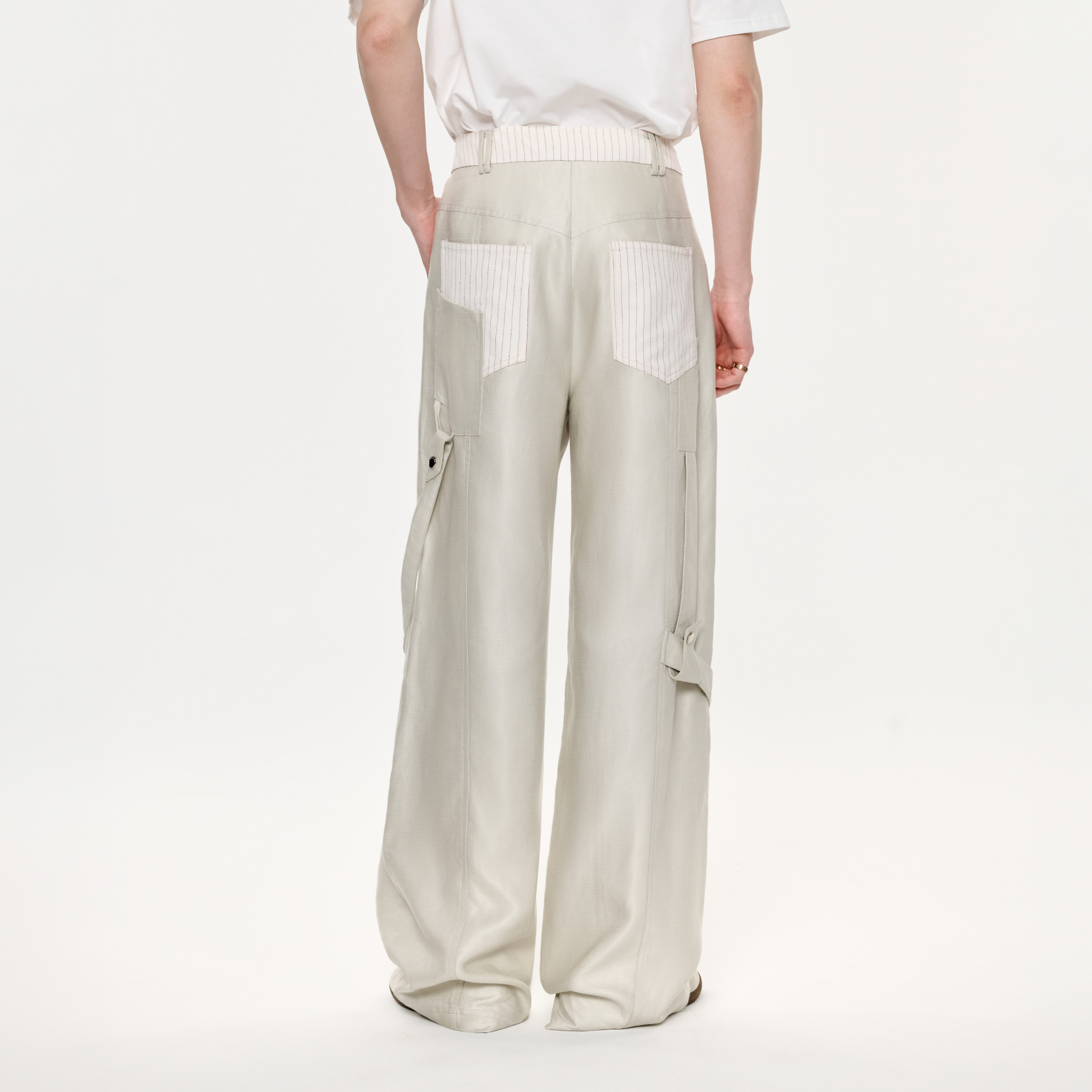 TIWILLTANG Contrast Panel Straight-Leg Pants-Pants-S / 28-31“-Free Shipping Leatheretro