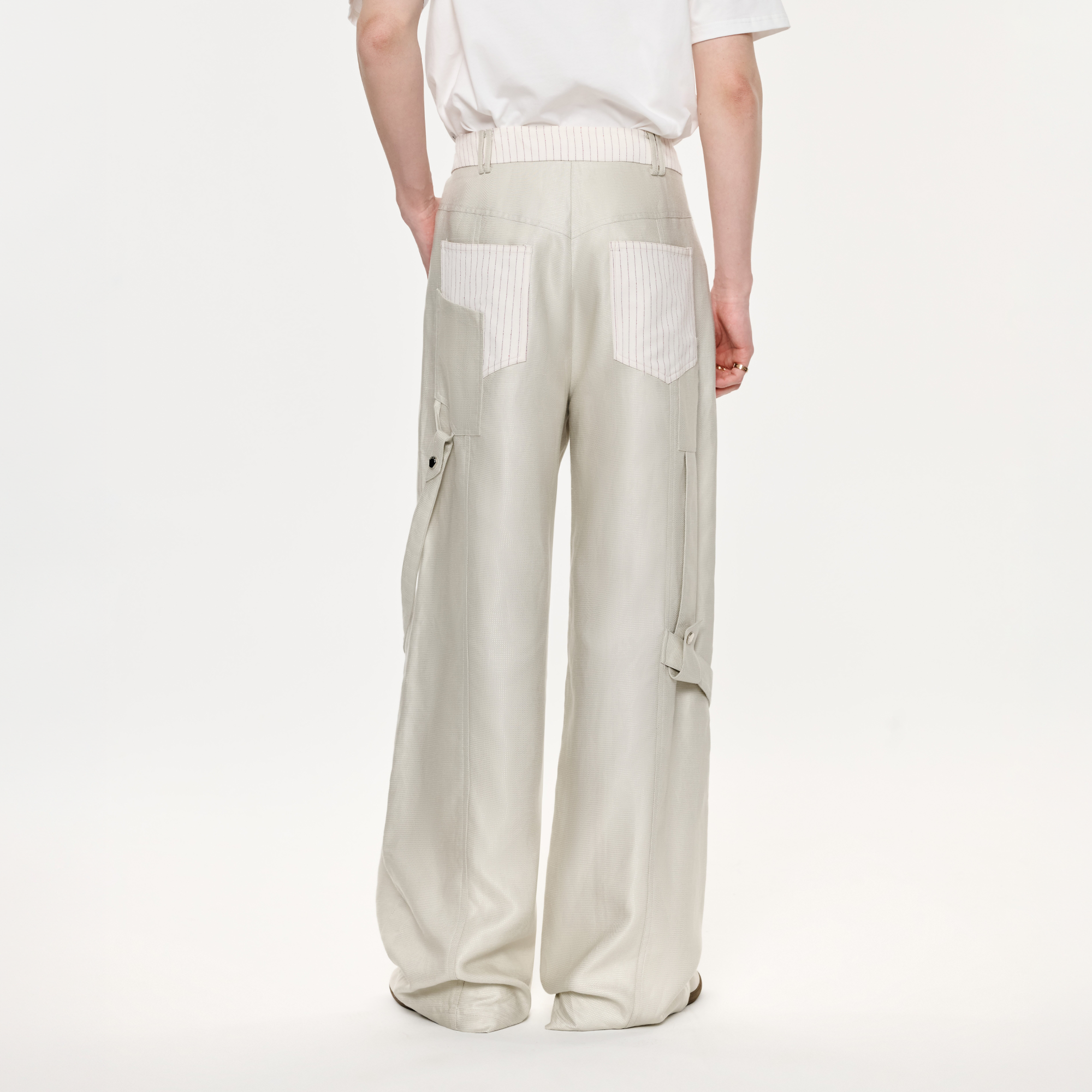 TIWILLTANG Contrast Panel Straight-Leg Pants-Pants-S / 28-31“-Free Shipping Leatheretro