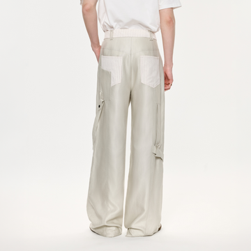 TIWILLTANG Contrast Panel Straight-Leg Pants-Pants-S / 28-31“-Free Shipping Leatheretro