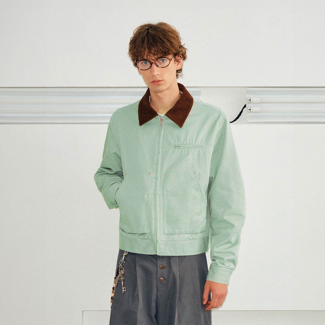 KREATE Retro Corduroy Collar Detroit Jacket-Jacket-S-Green-Free Shipping Leatheretro