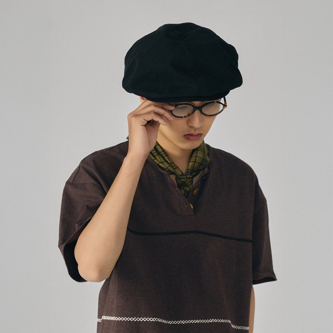 GONGHE REPUB Retro Washed Octagonal Hat-Hat, Cap, Beanie-One size-Black-Free Shipping Leatheretro