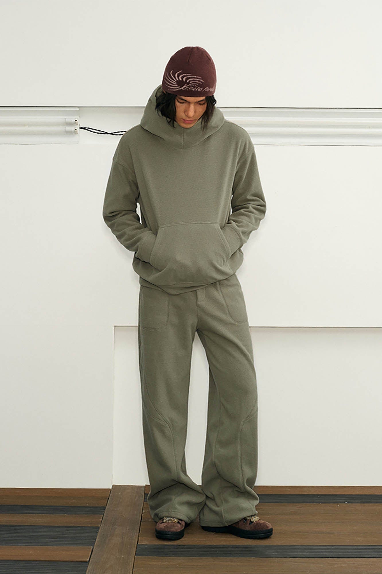 KREATE Curved Seam Thermal Wide-Leg Pants-Pants-S-Black-Free Shipping Leatheretro