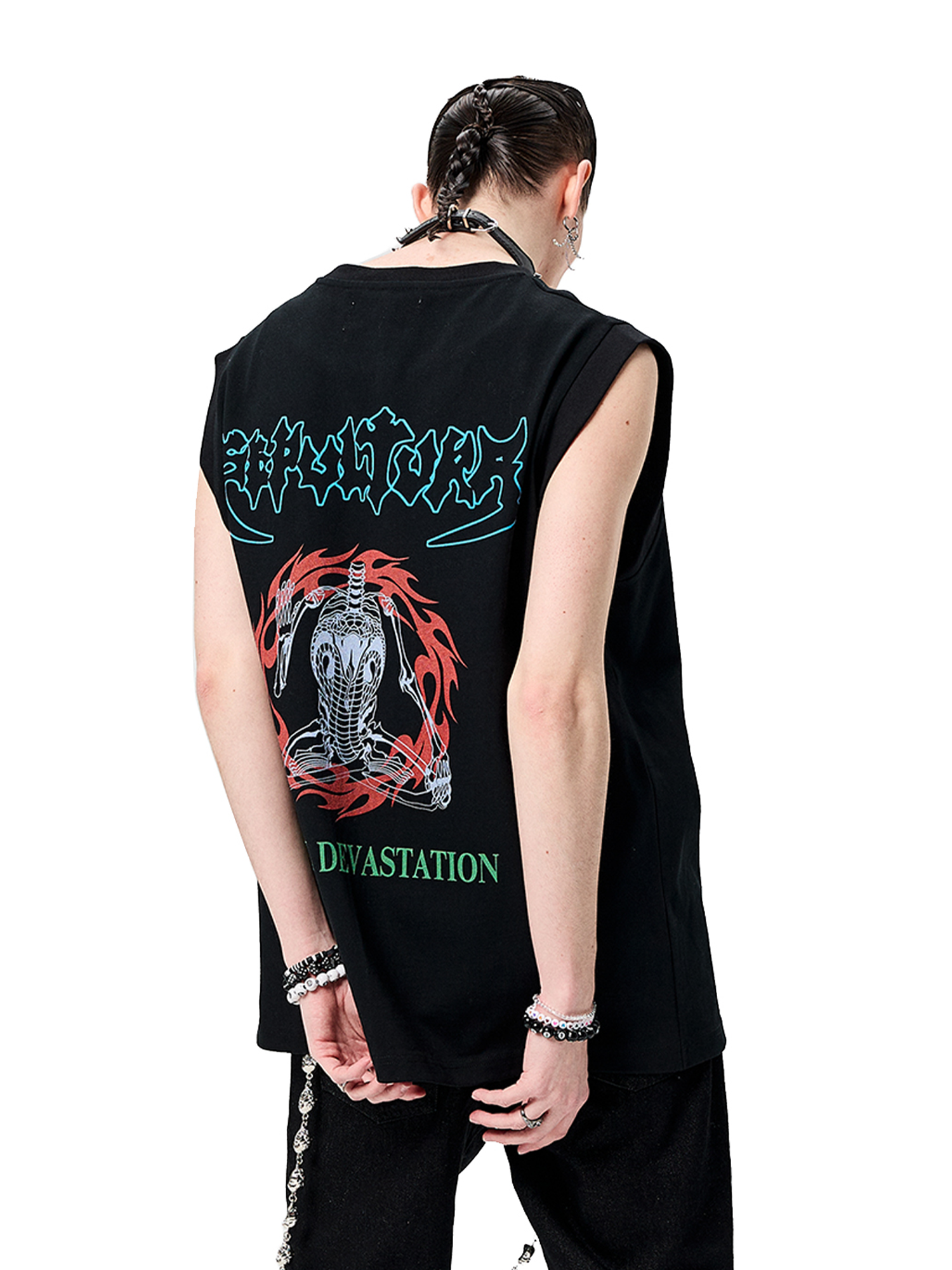 ERISSTOFF Sepultura Cobra Graphic Oversized Tank Top-Tank Top-S-Free Shipping Leatheretro